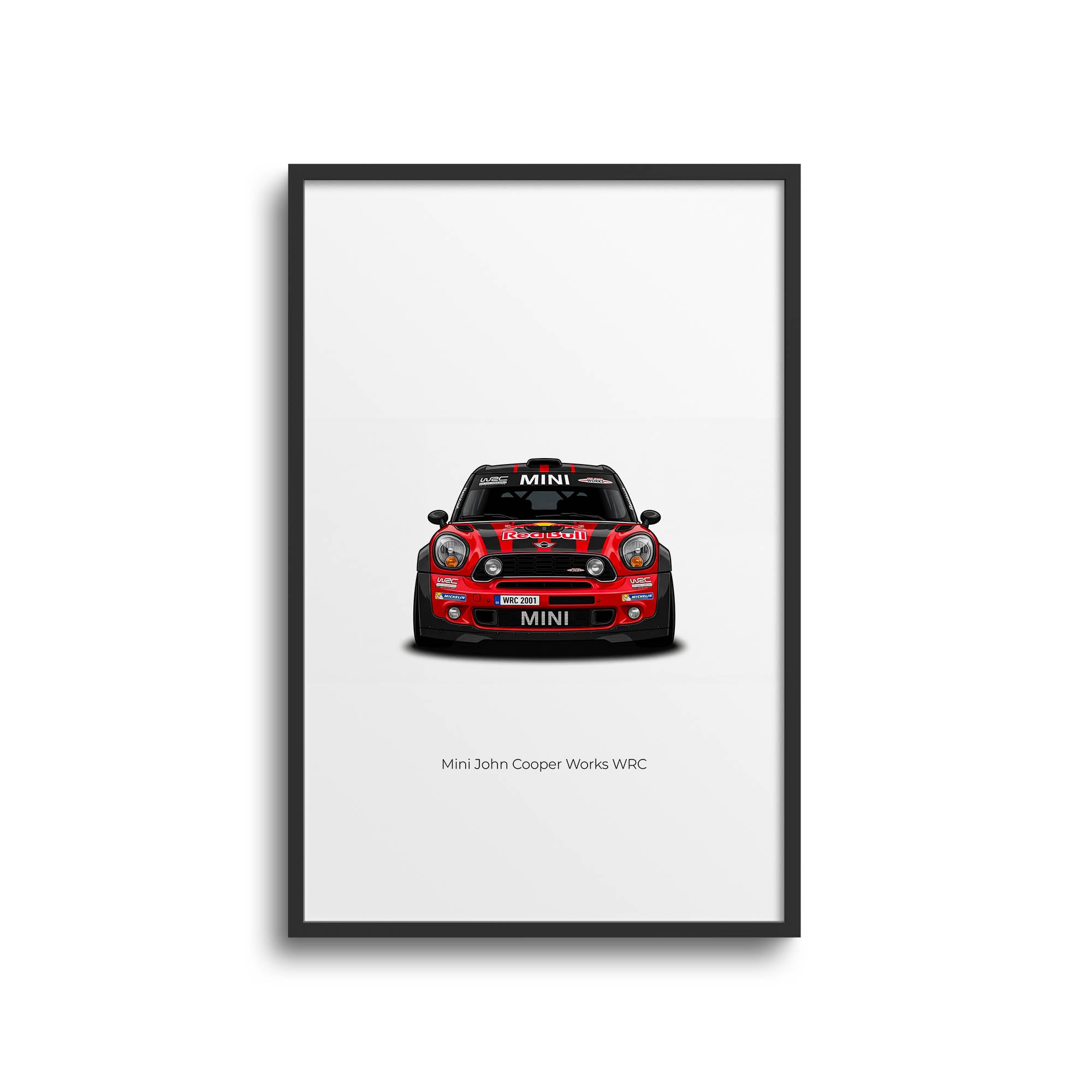 Mini John Cooper Works Poster – 2011 Red Black Livery Front View Print