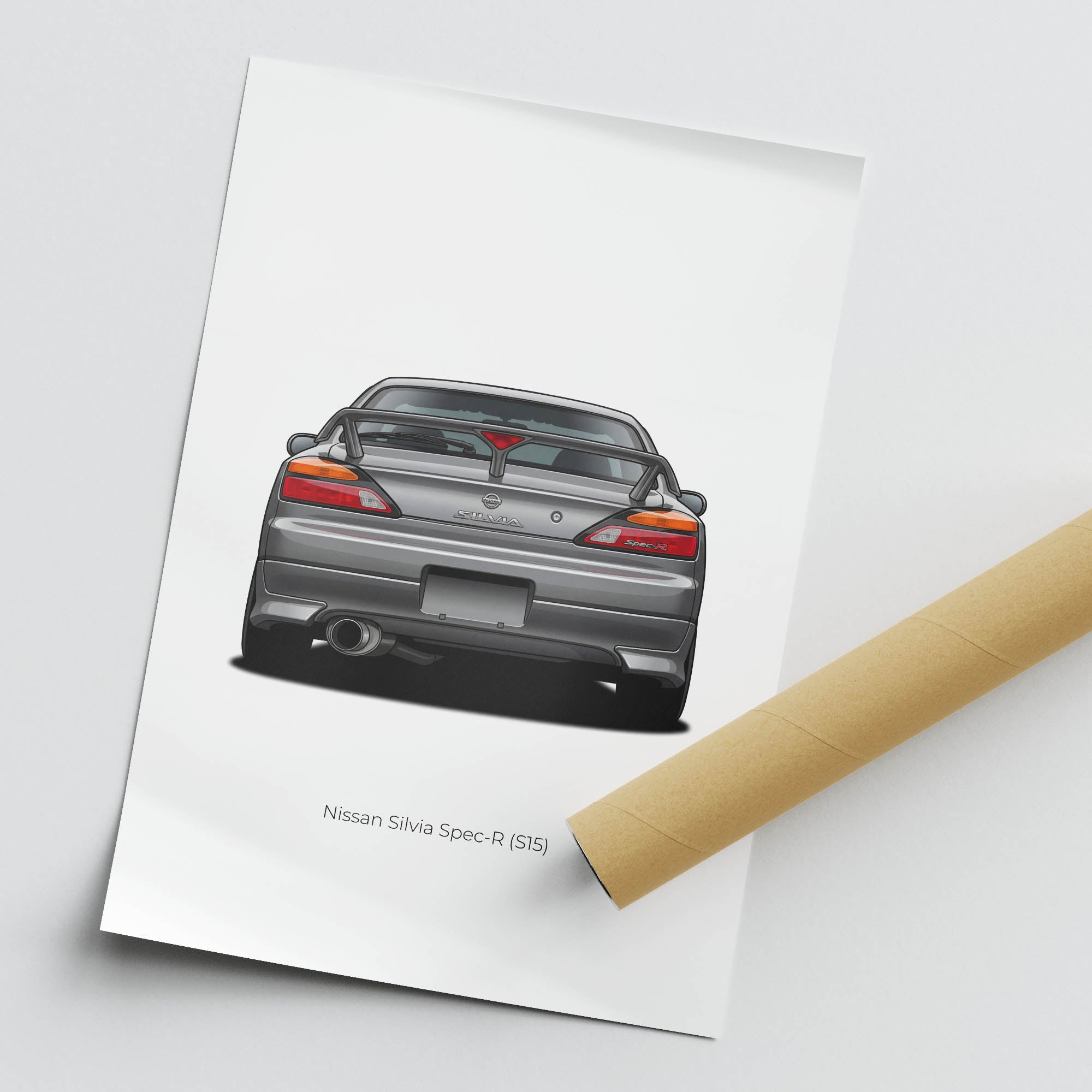 1999 Nissan Silvia Spec R S15 Pewter – Car Print (Back)