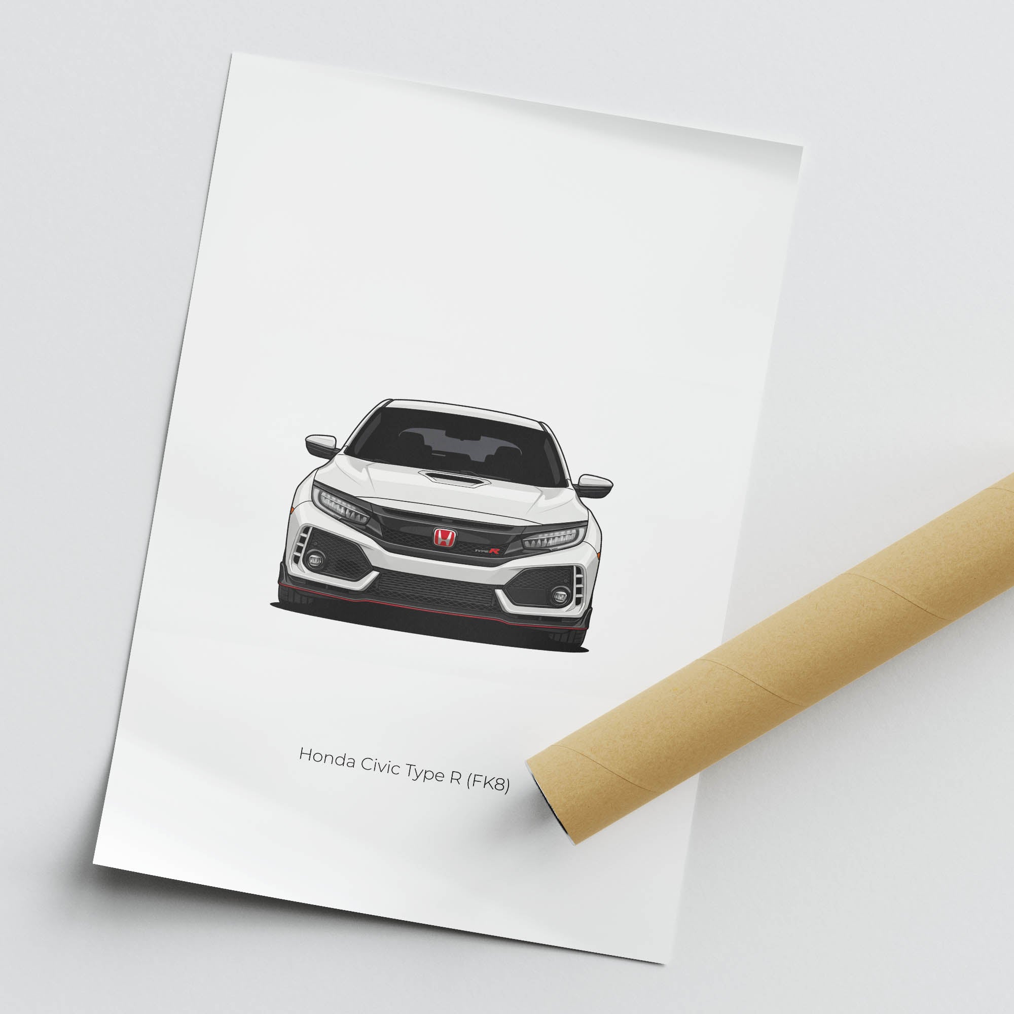 Honda Civic Type R Poster - 2017 FK8 Championship White Front View Print