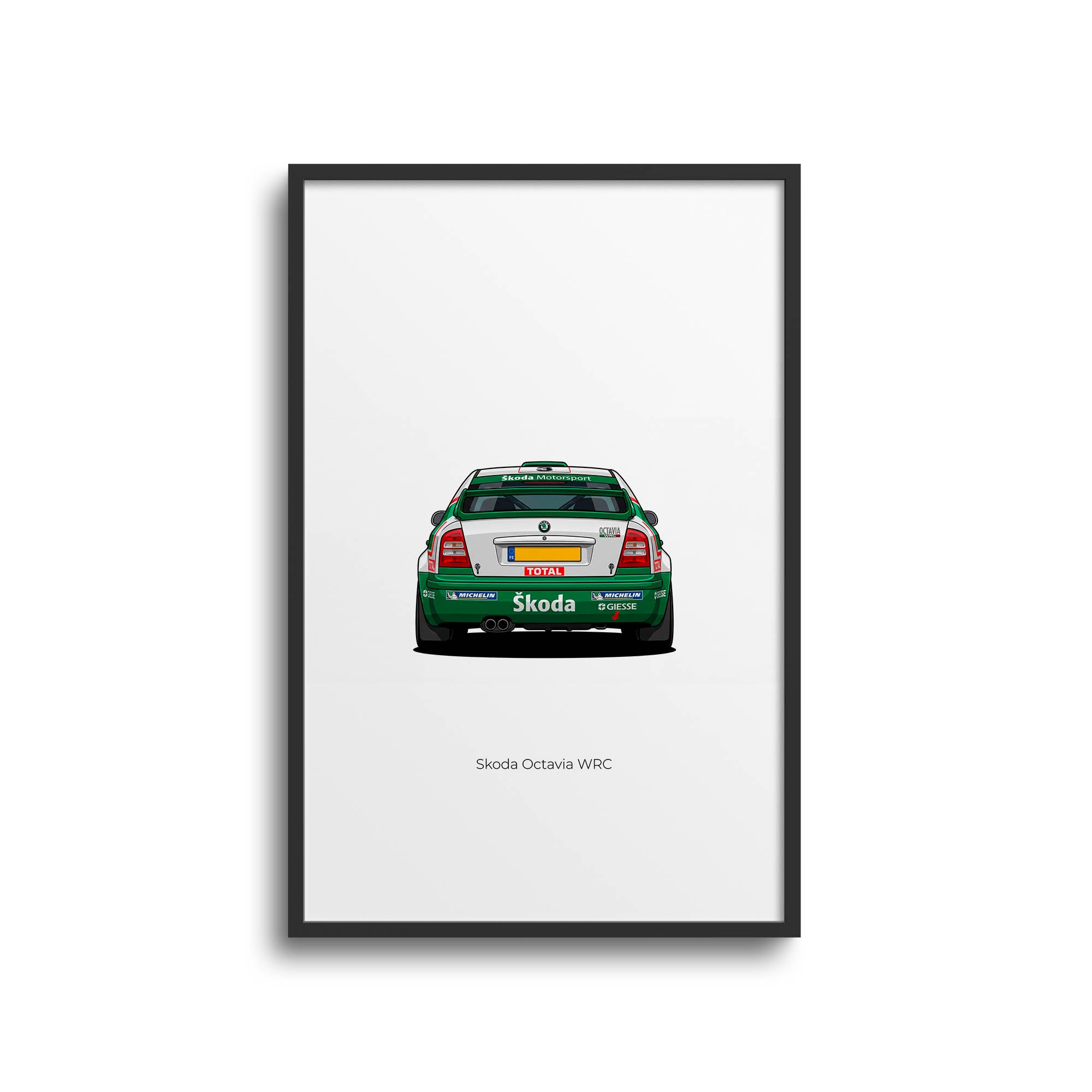 Skoda Octavia Poster – 2001 Skoda Motorsport Rally Car Print With White Green Livery