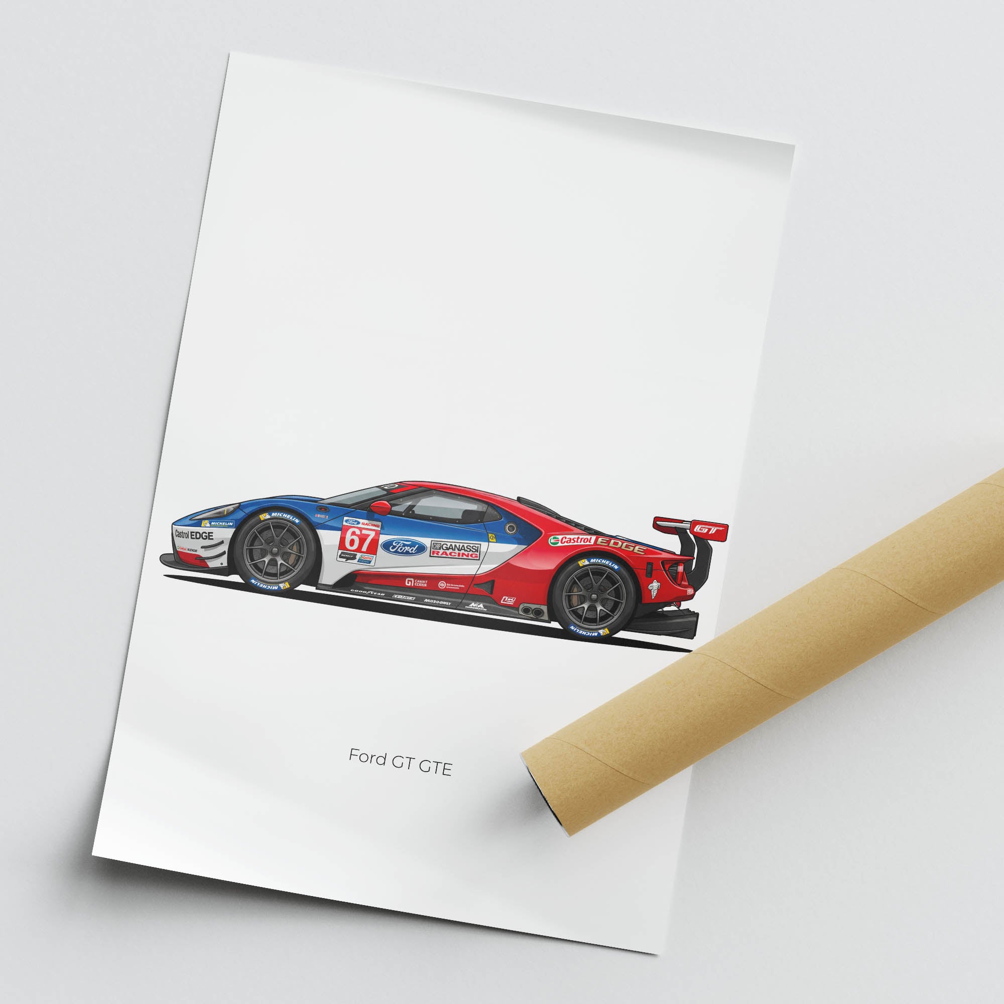 2016 Ford GT GTE Ford Chip Ganassi – Car Print (Side)
