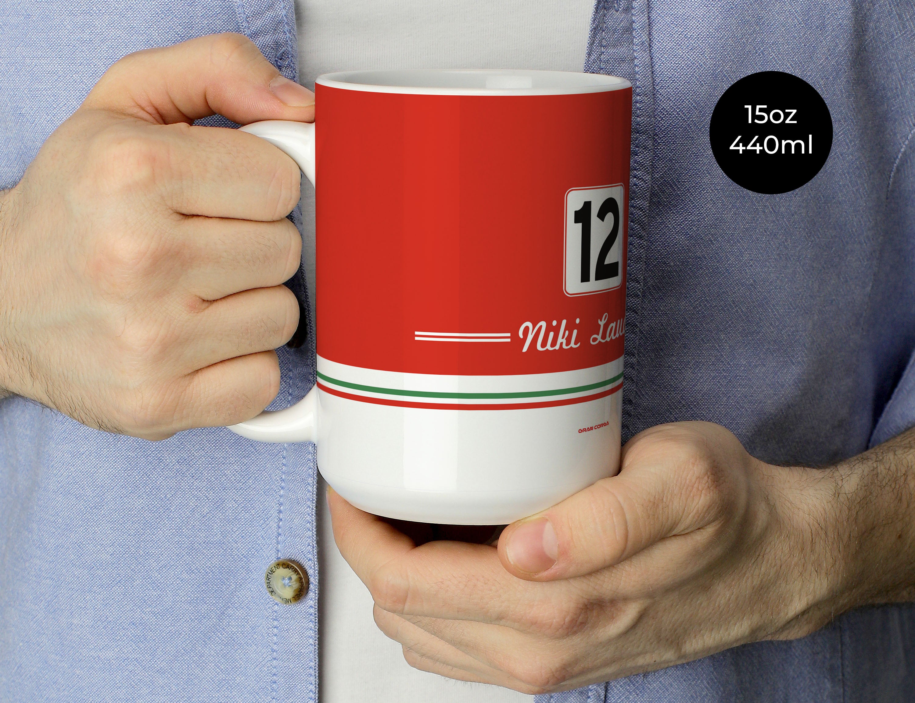 Niki Lauda F1 Ferrari 1975 312T2 Signed Mug