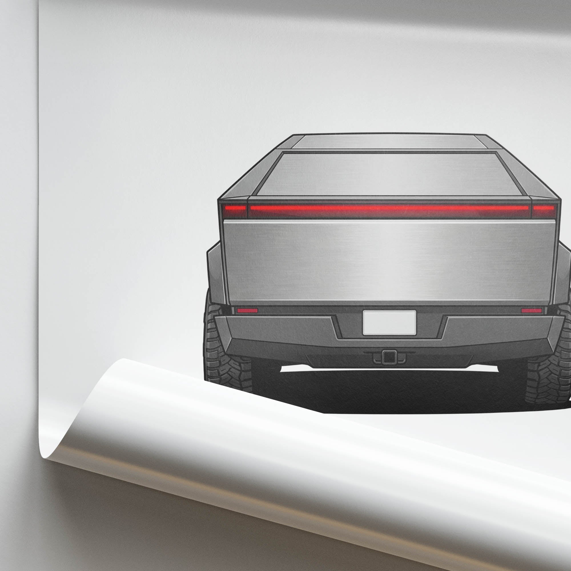 2024 Tesla Cybertruck Stainless Steel Finish – Car Print
