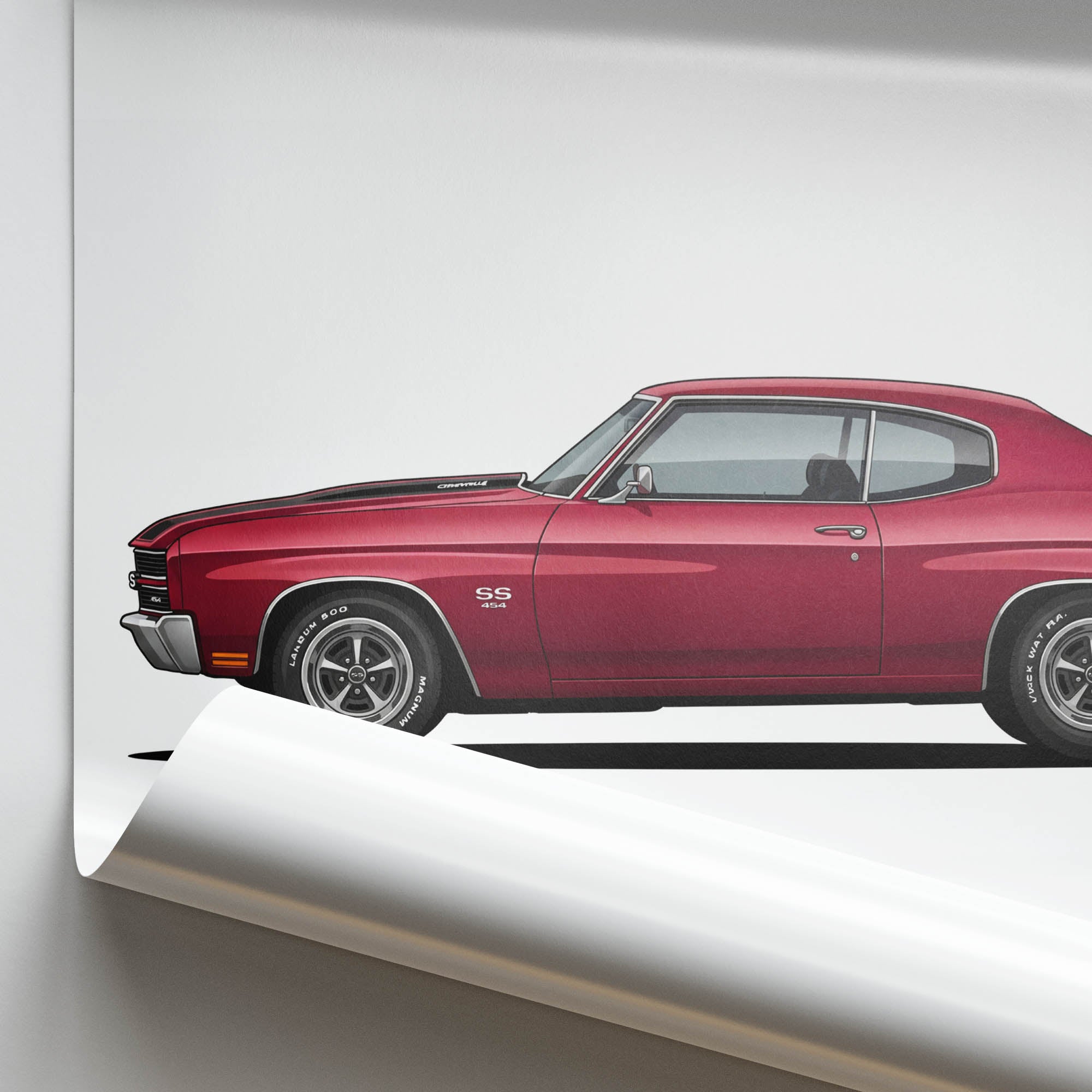 1970 Chevrolet Chevelle SS 454 Cranberry – Car Print (Side)