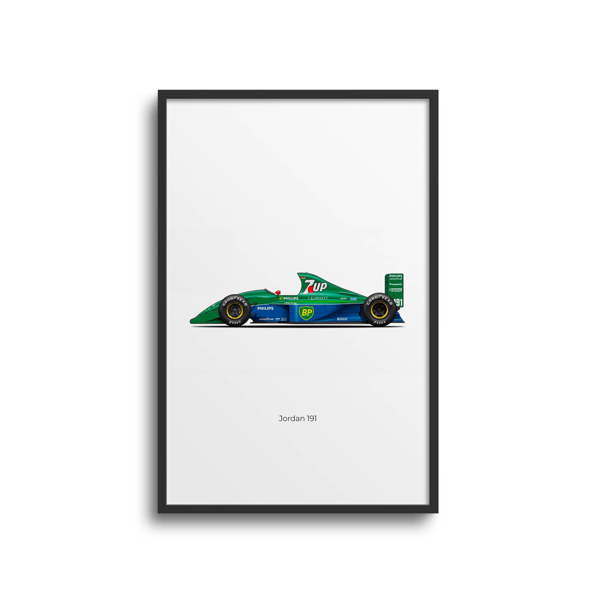 Jordan 191 Poster - Michael Schumacher 7Up Green Livery F1 Racing Print