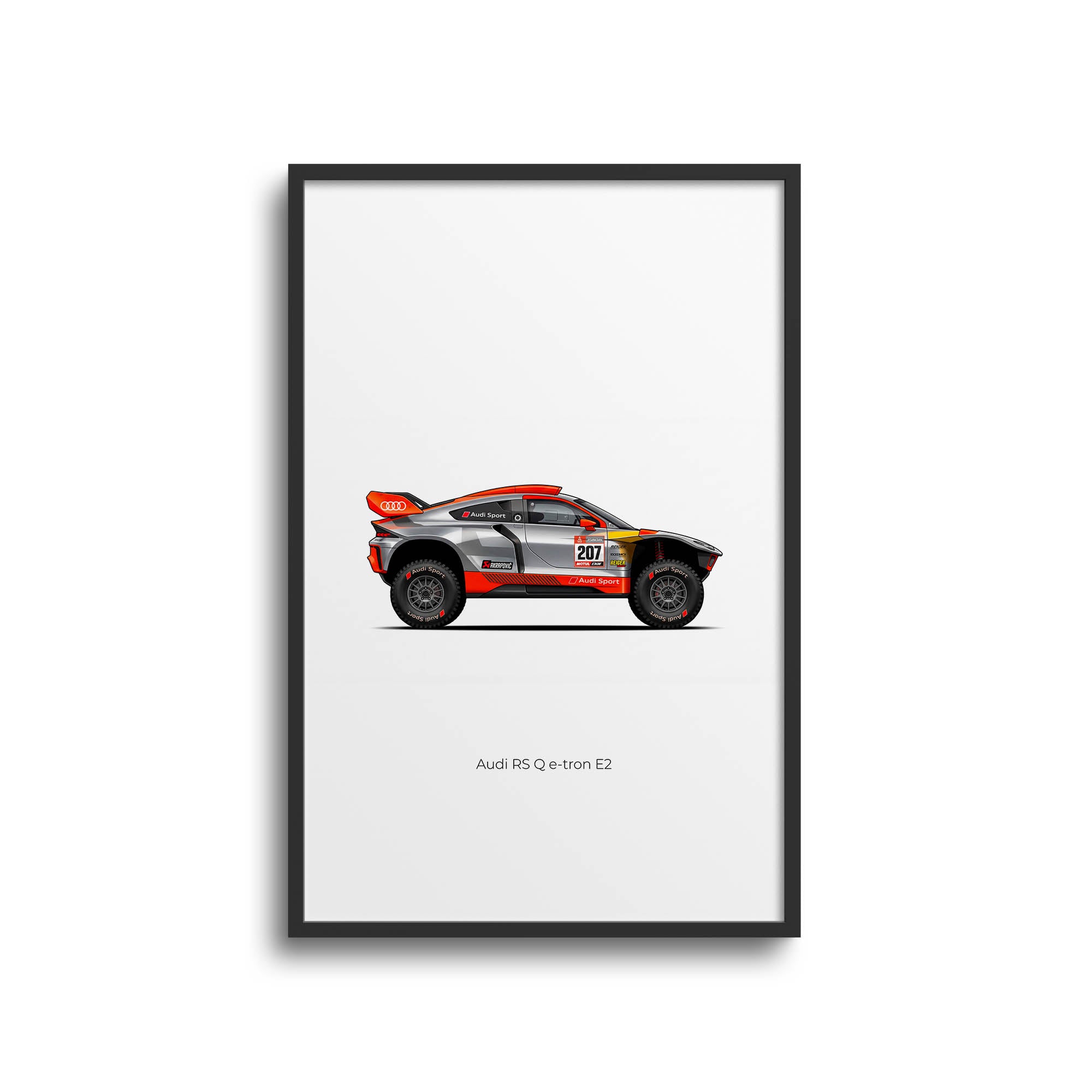 Audi RS Q e-tron Poster – 2024 Carlos Sainz Rally Car Print Silver Orange Livery