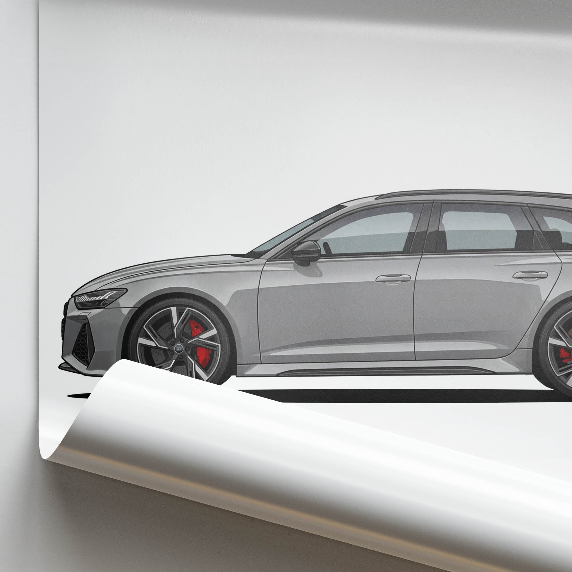 Audi RS6 Avant Poster - 2020 RS6 Avant C8 Nardo Grey Car Wall Art Print