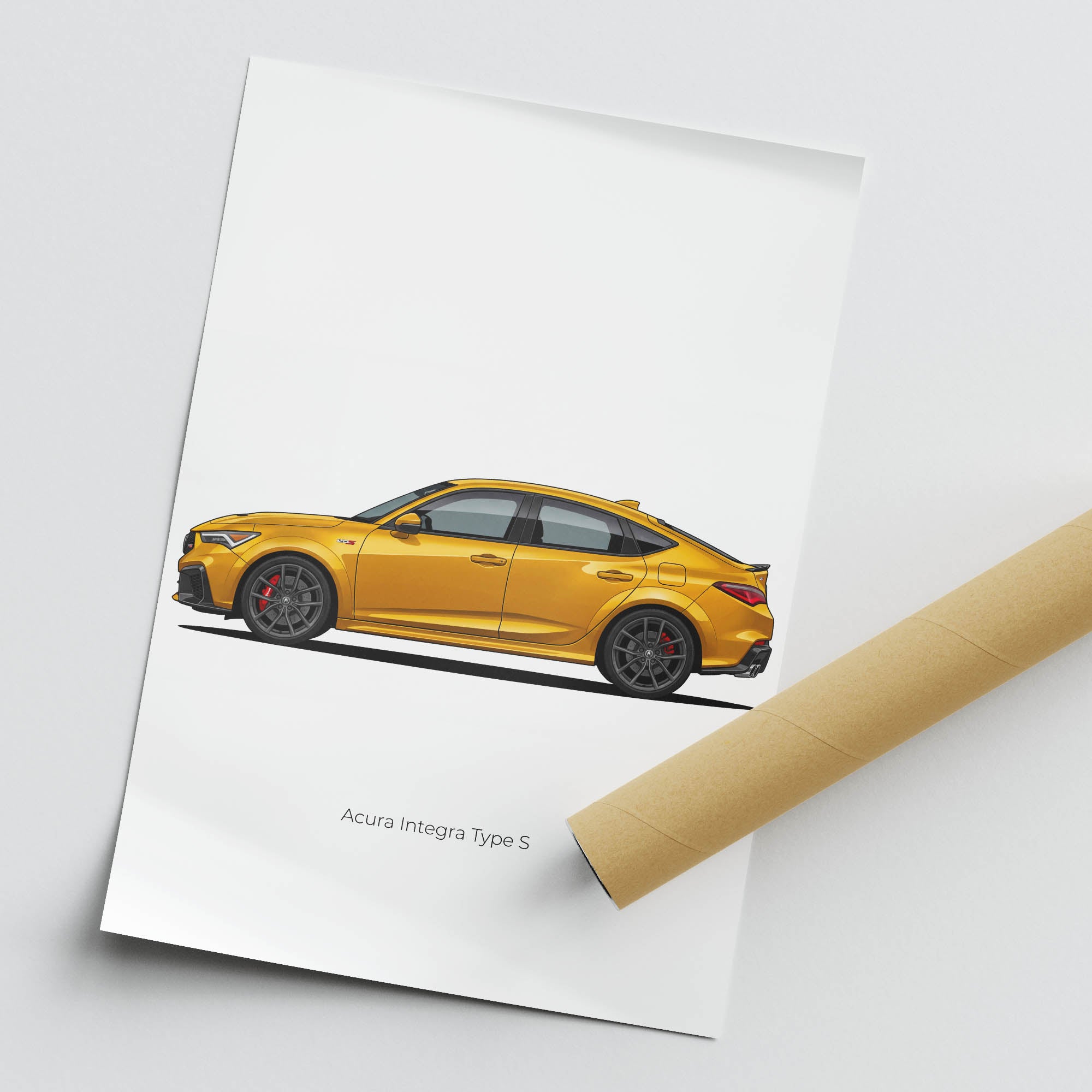 2024 Acura Integra Type S Tiger Eye Pearl Yellow Side View Poster