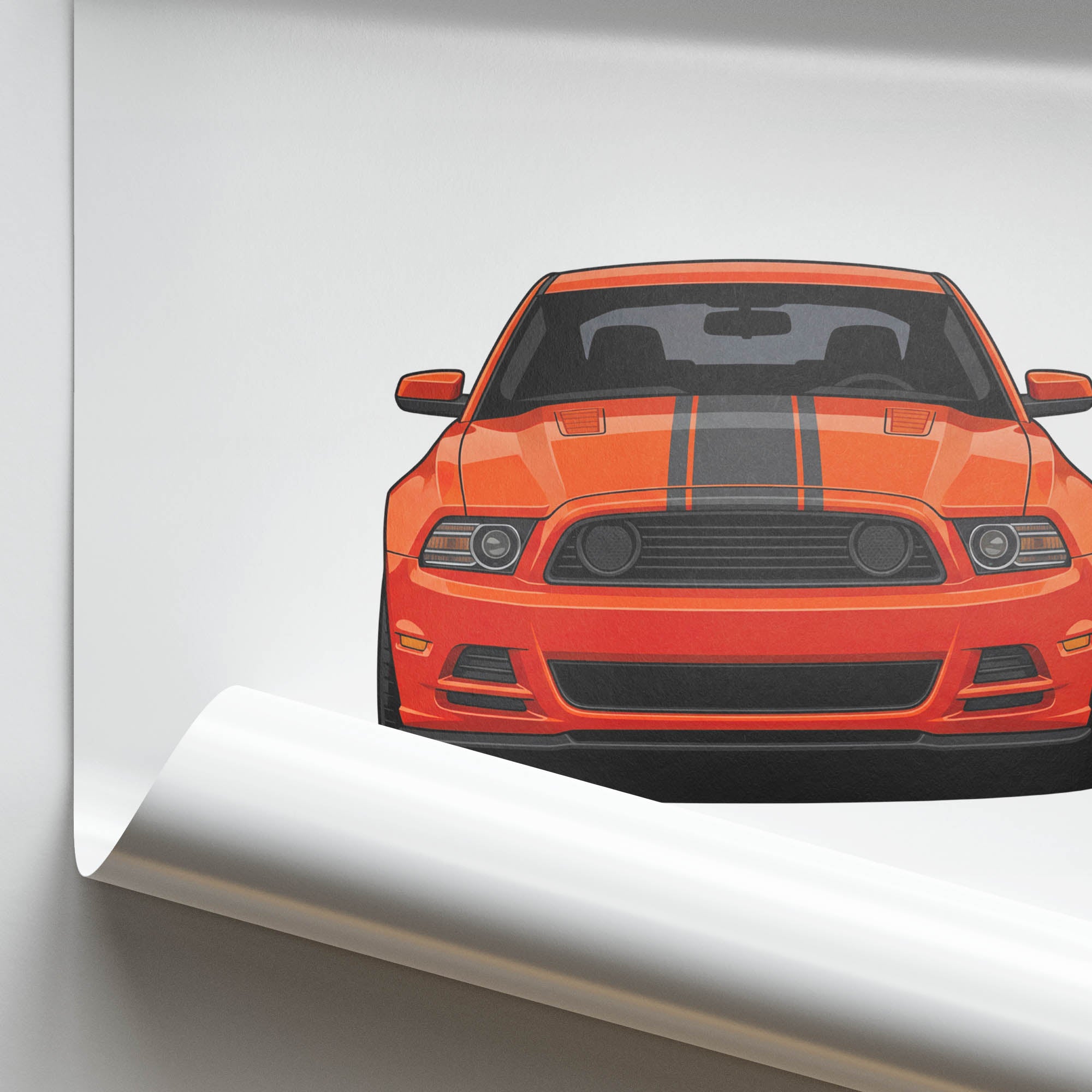 Ford Mustang Poster - 2012 Boss 302 Muscle Car Art With Black Stripes