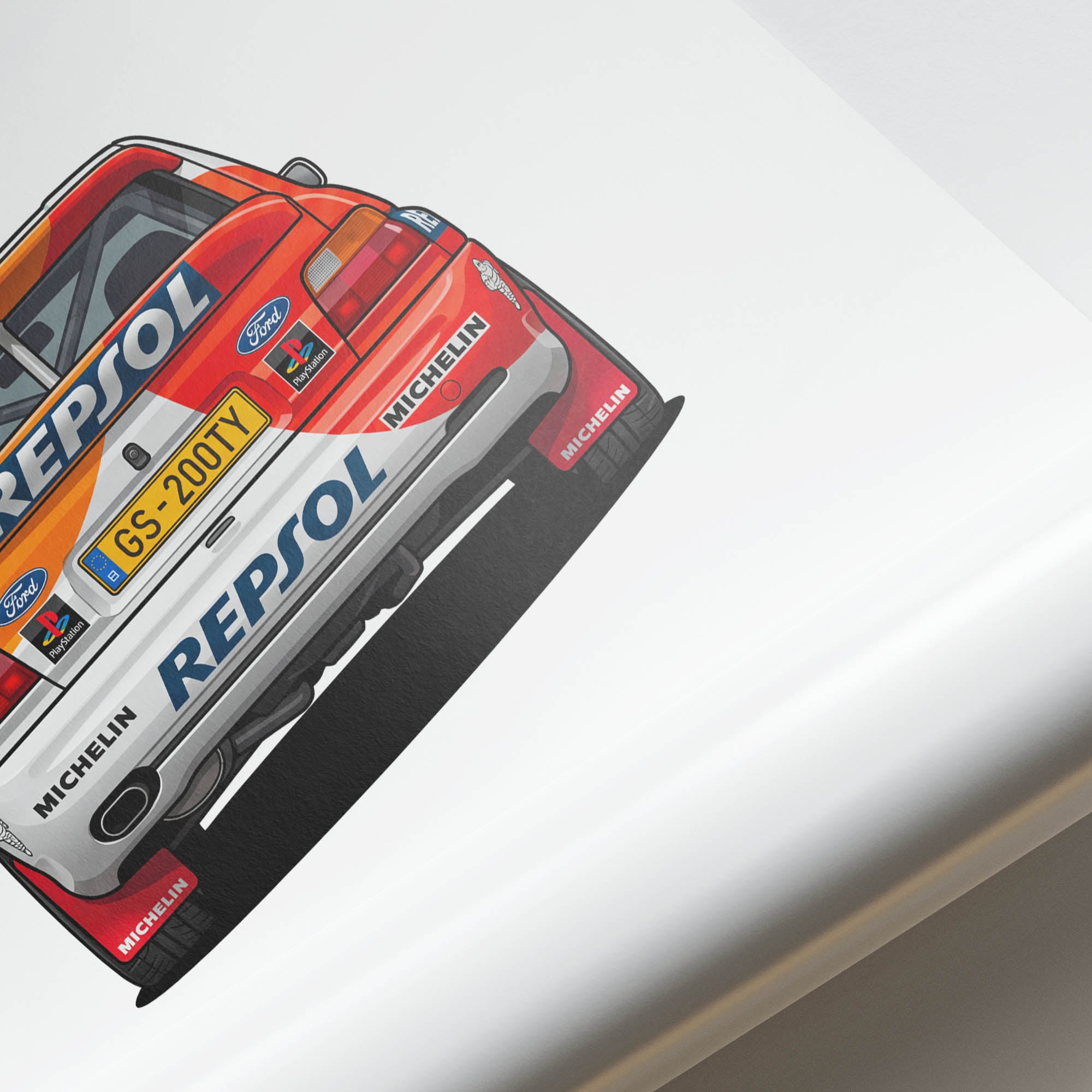 Ford Escort Poster - 1996 Rally Car Print With Repsol Livery Artwork