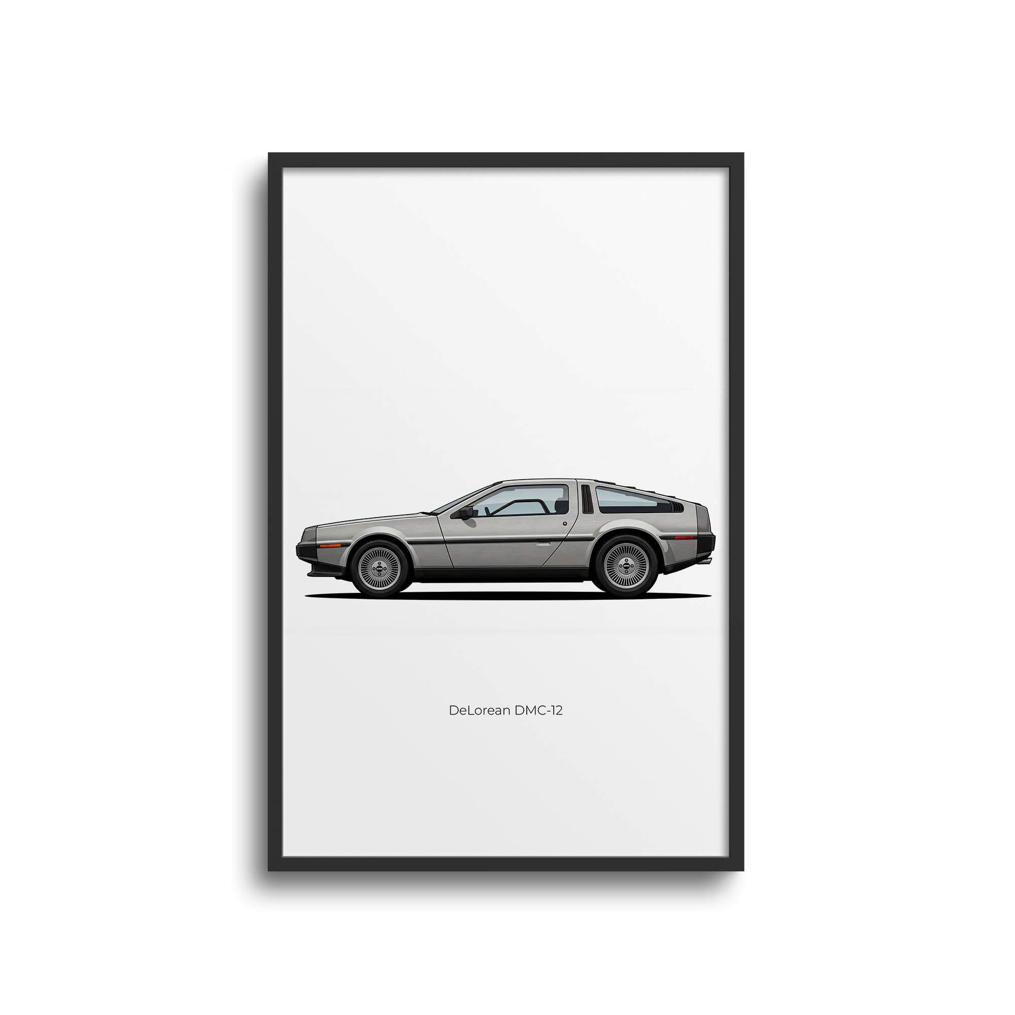 1981 DeLorean DMC 12 Brushed Stainless – Car Print (Side)