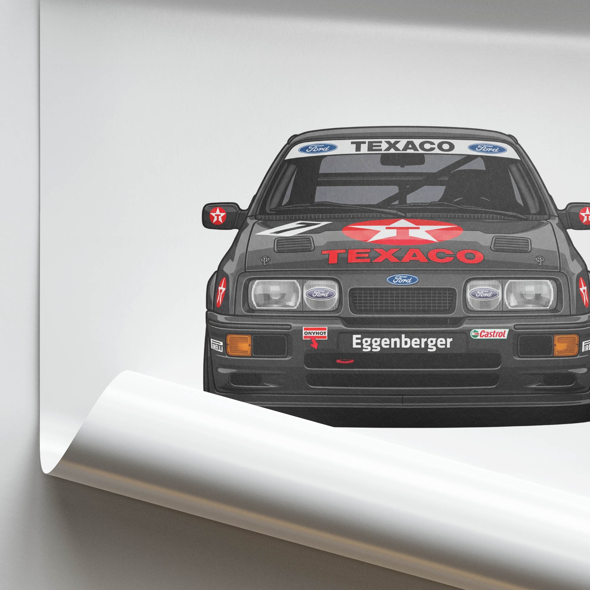 Ford Sierra Rs500 Poster - Classic Car Print With Eggenberger Texaco Black Livery