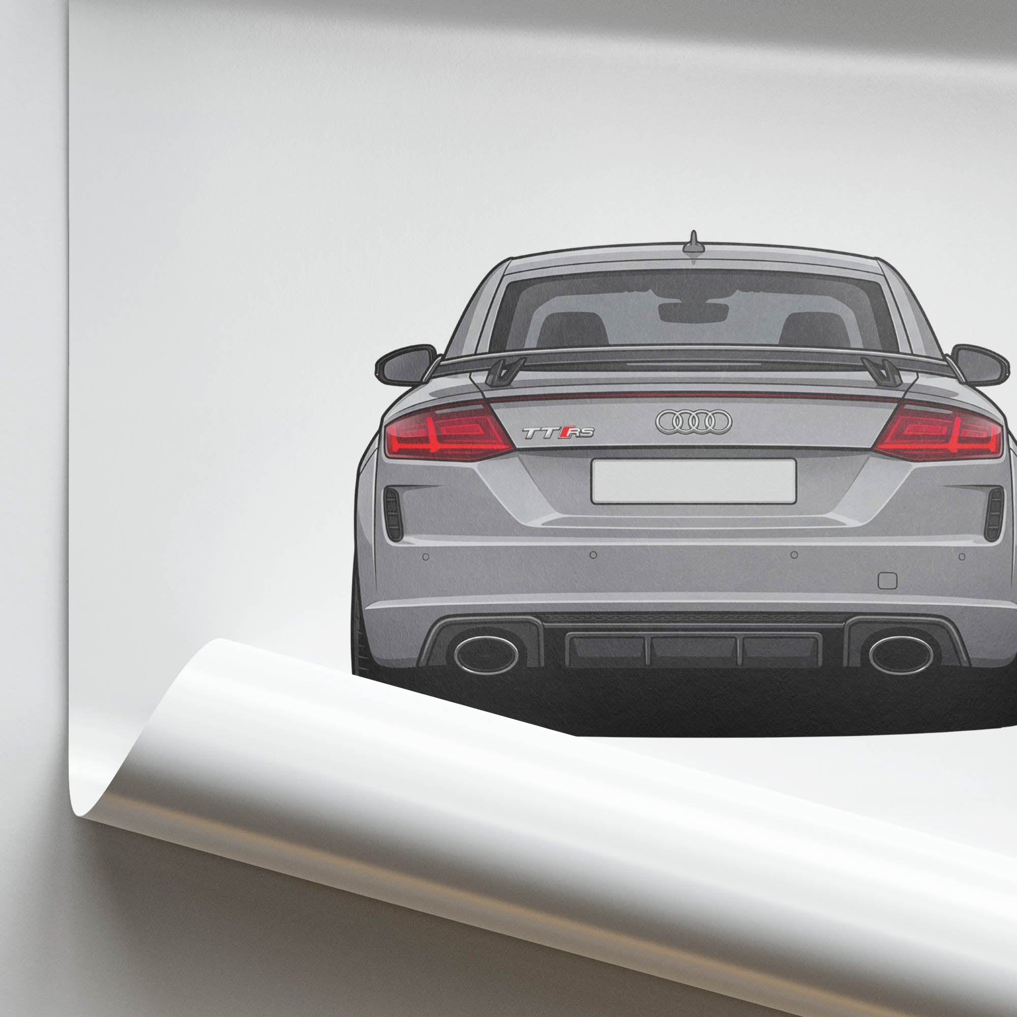 Audi TT RS Poster - 2018 Nardo Grey Sports Car Rear View Print