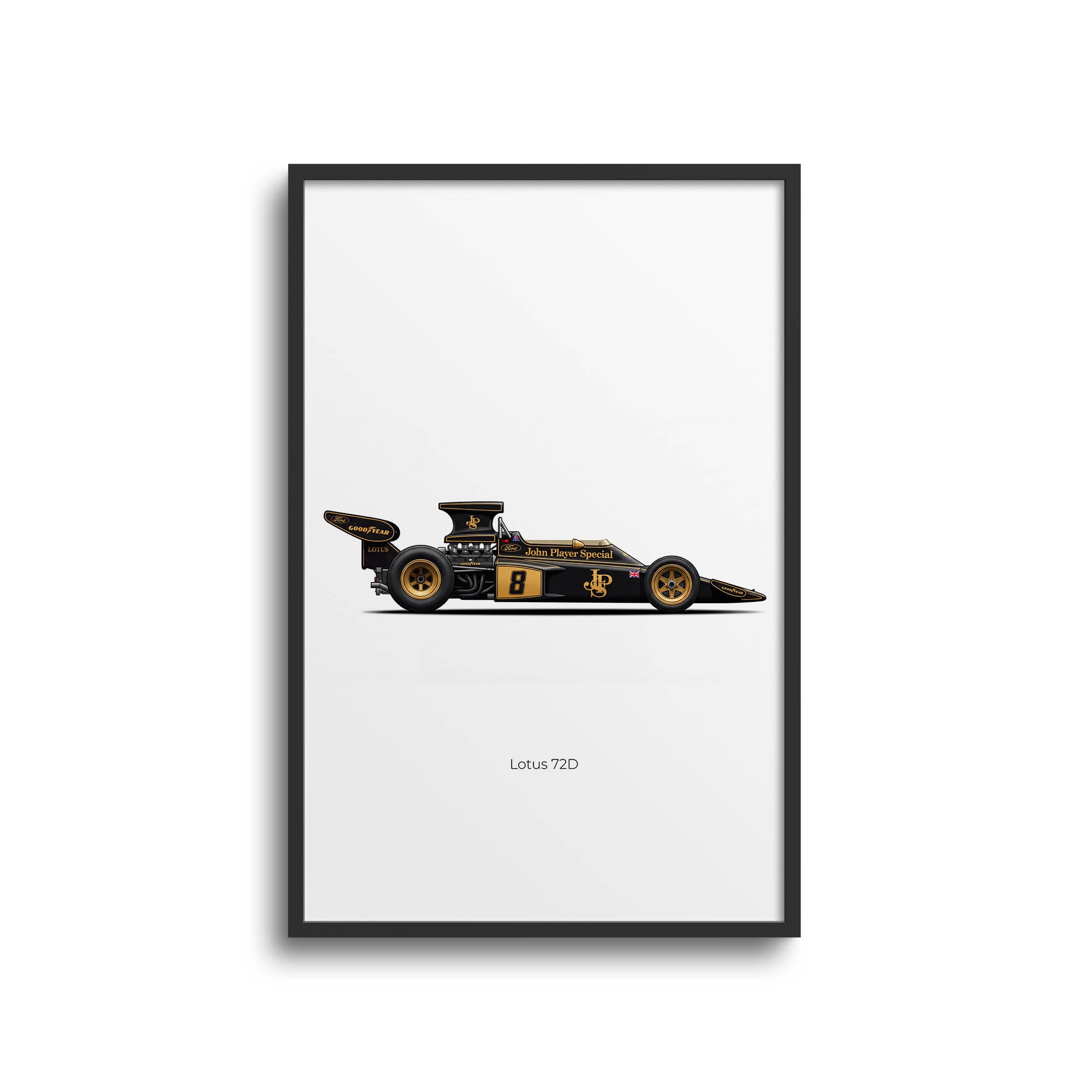 Lotus 72D Poster – 1972 Emerson Fittipaldi John Player Special Side View Print