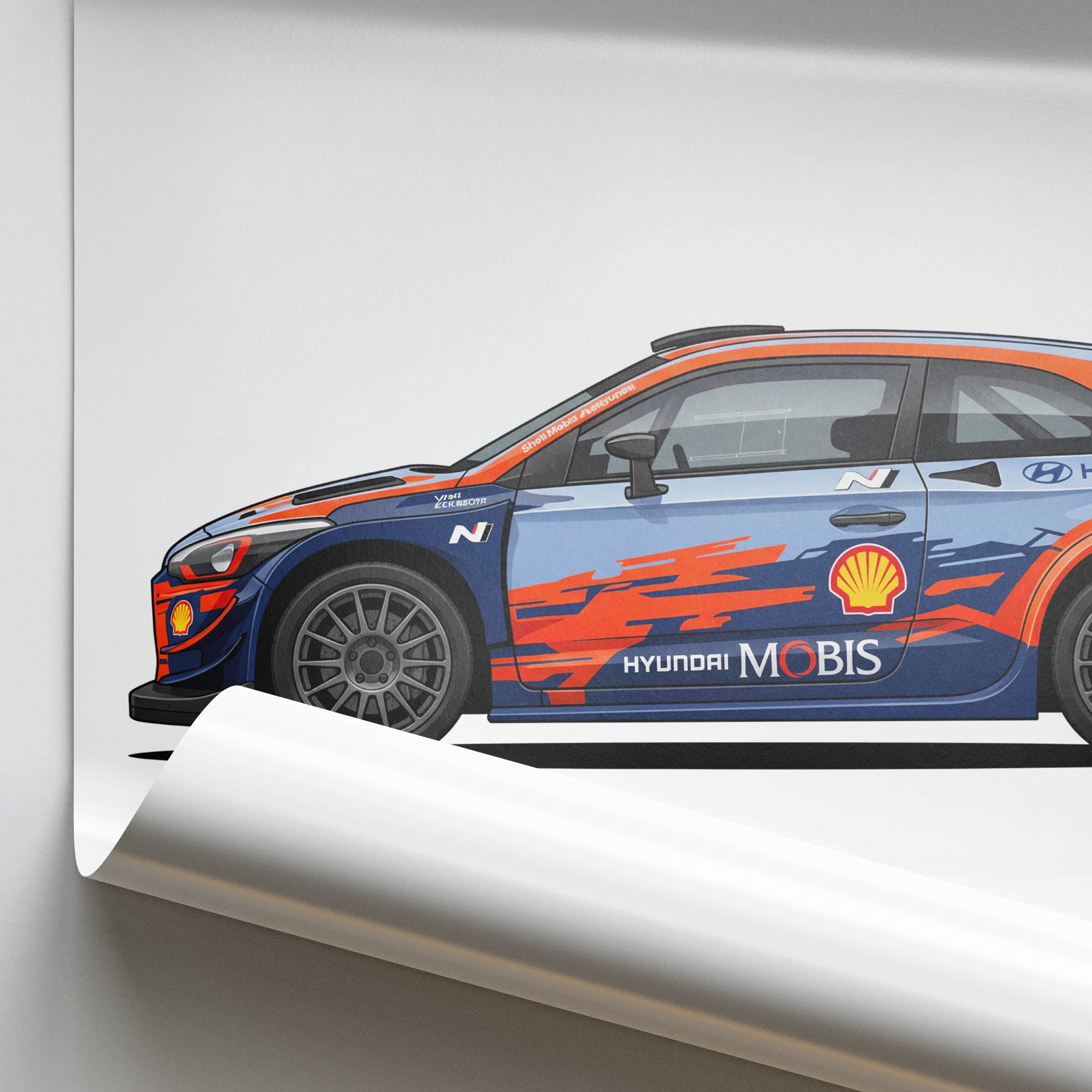 Hyundai I20 Coupe Poster - 2019 WRC Rally Car Print With Blue Orange Livery