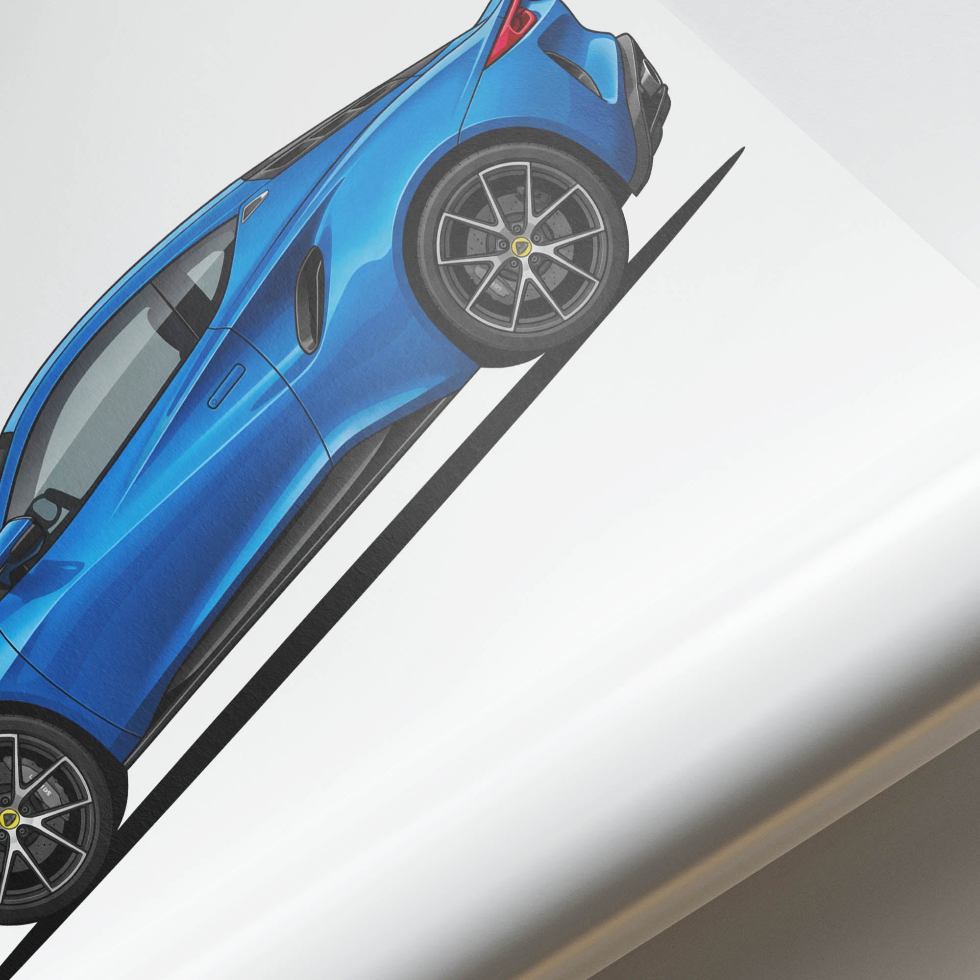 Lotus Emira Poster - 2022 Seneca Blue Side View Car Art Print