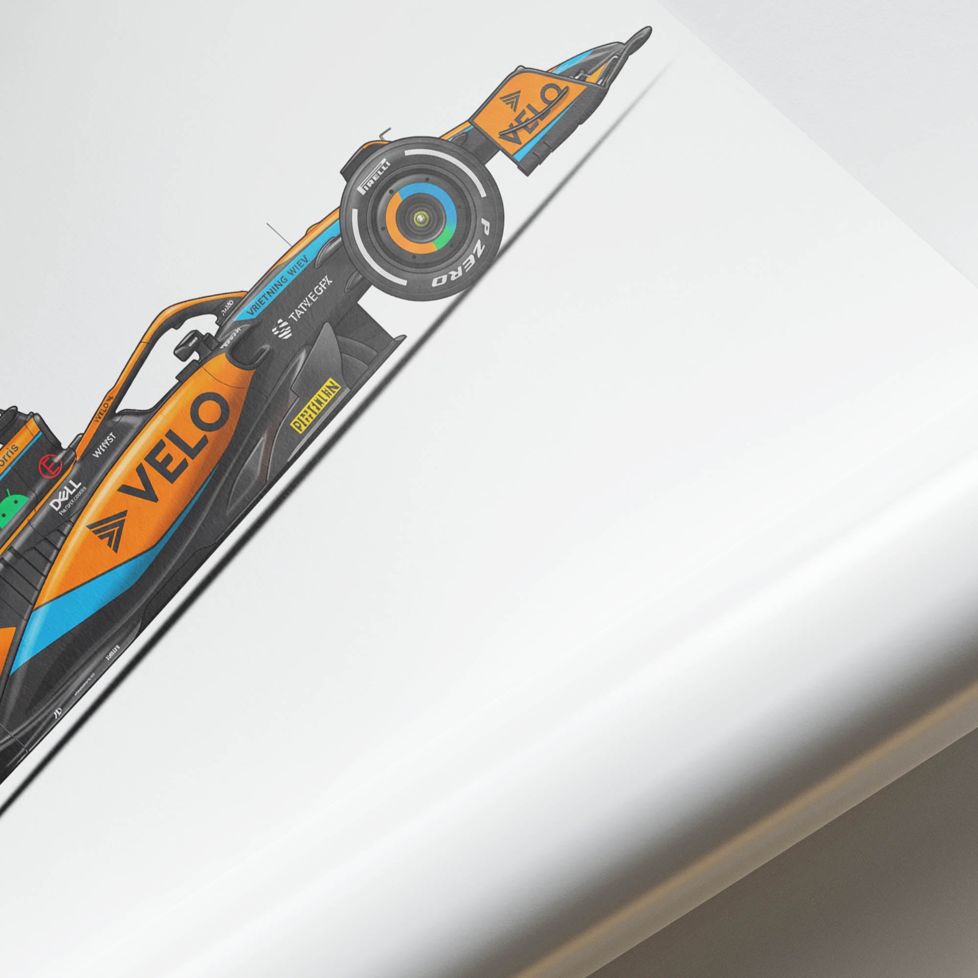 2024 McLaren MCL38 Lando Norris Papaya – Car Print (Side)