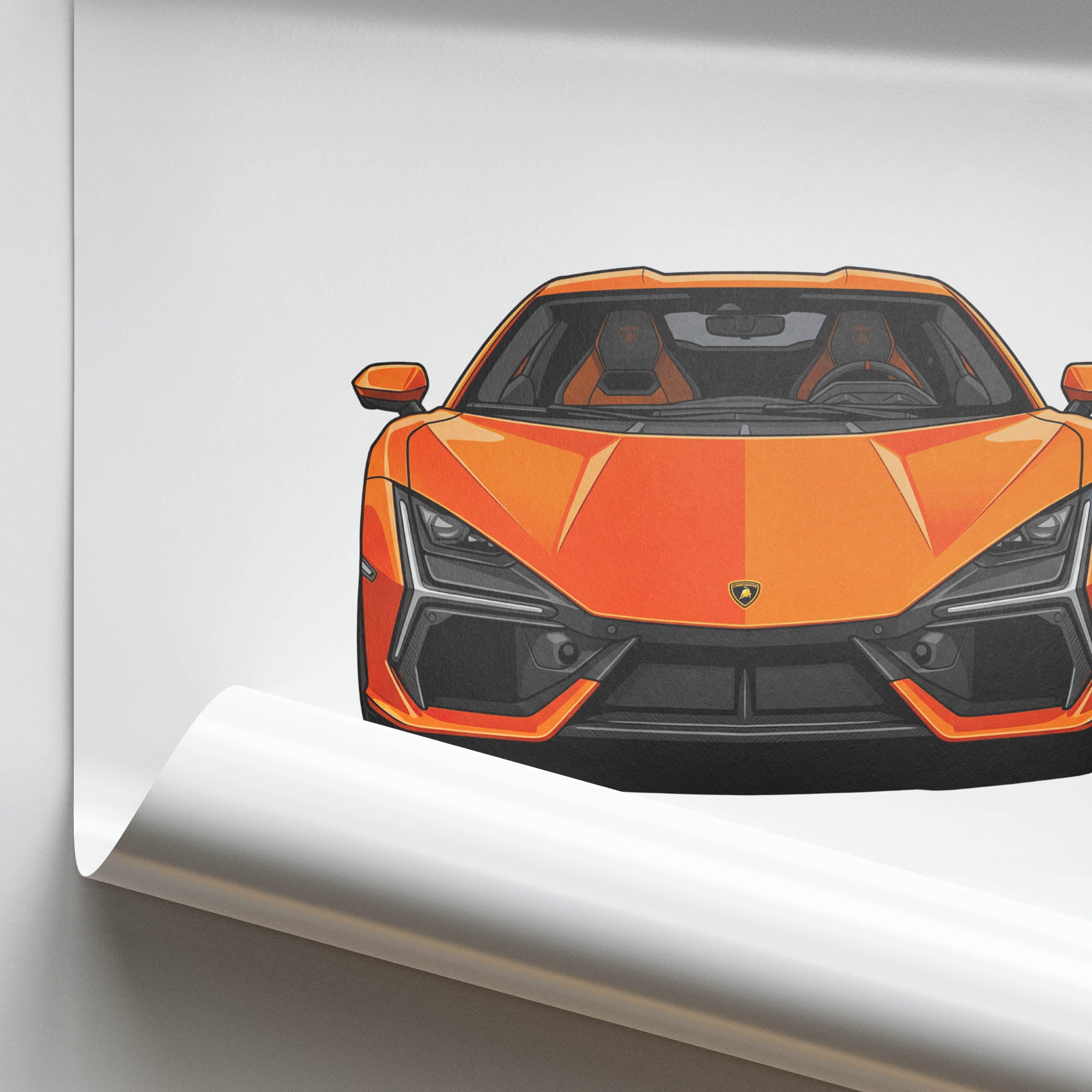Lamborghini Revuelto Poster - 2024 Orange Sports Car Wall Decor Print