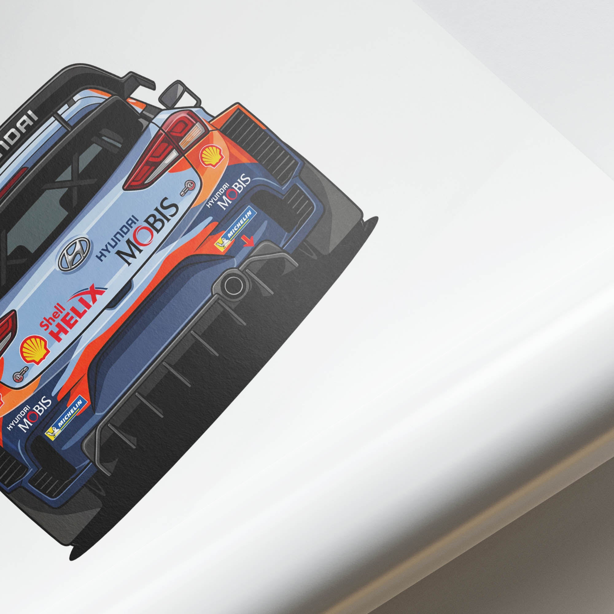 Hyundai I20 Coupe Poster – 2019 WRC Car Print With Blue Orange Livery