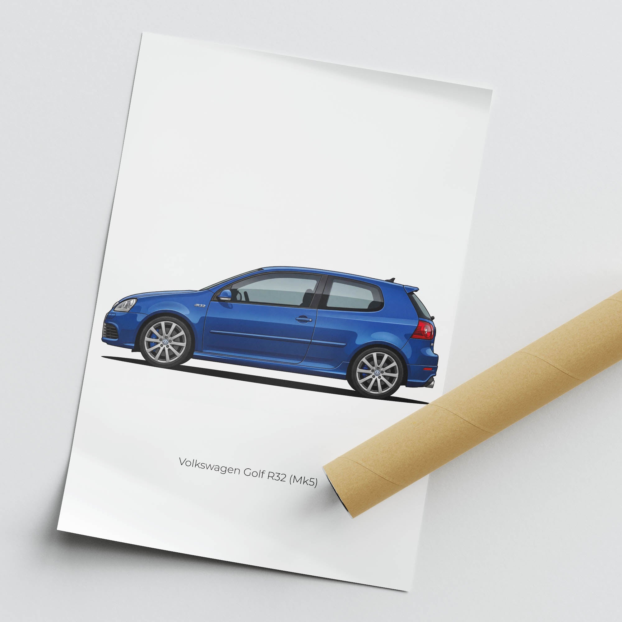 2005 Volkswagen Golf R32 MK5 Deep – Car Print (Side)