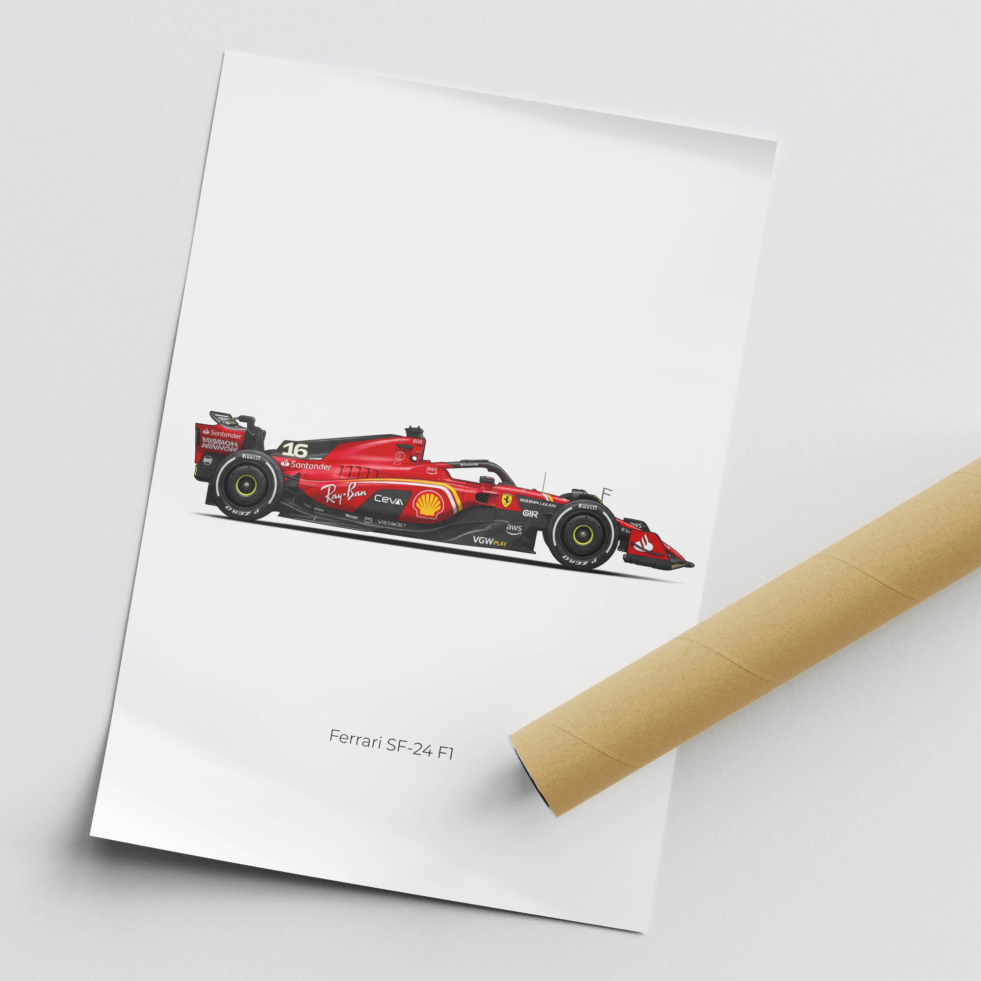 2024 Ferrari SF 24 Charles Leclerc – Car Print (Side)