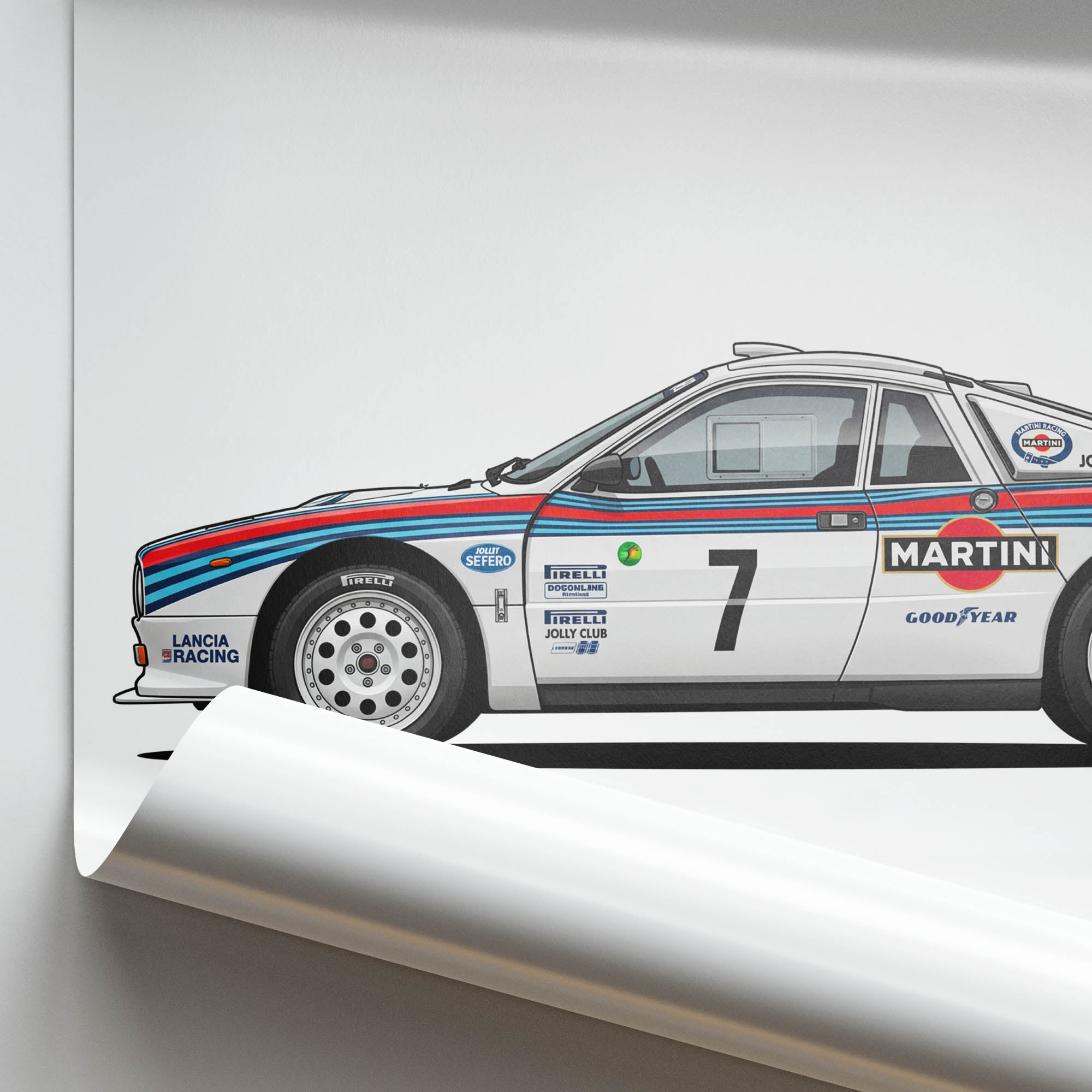 Lancia 037 Rally Poster – 1983 Martini Racing Stripes Side View Print