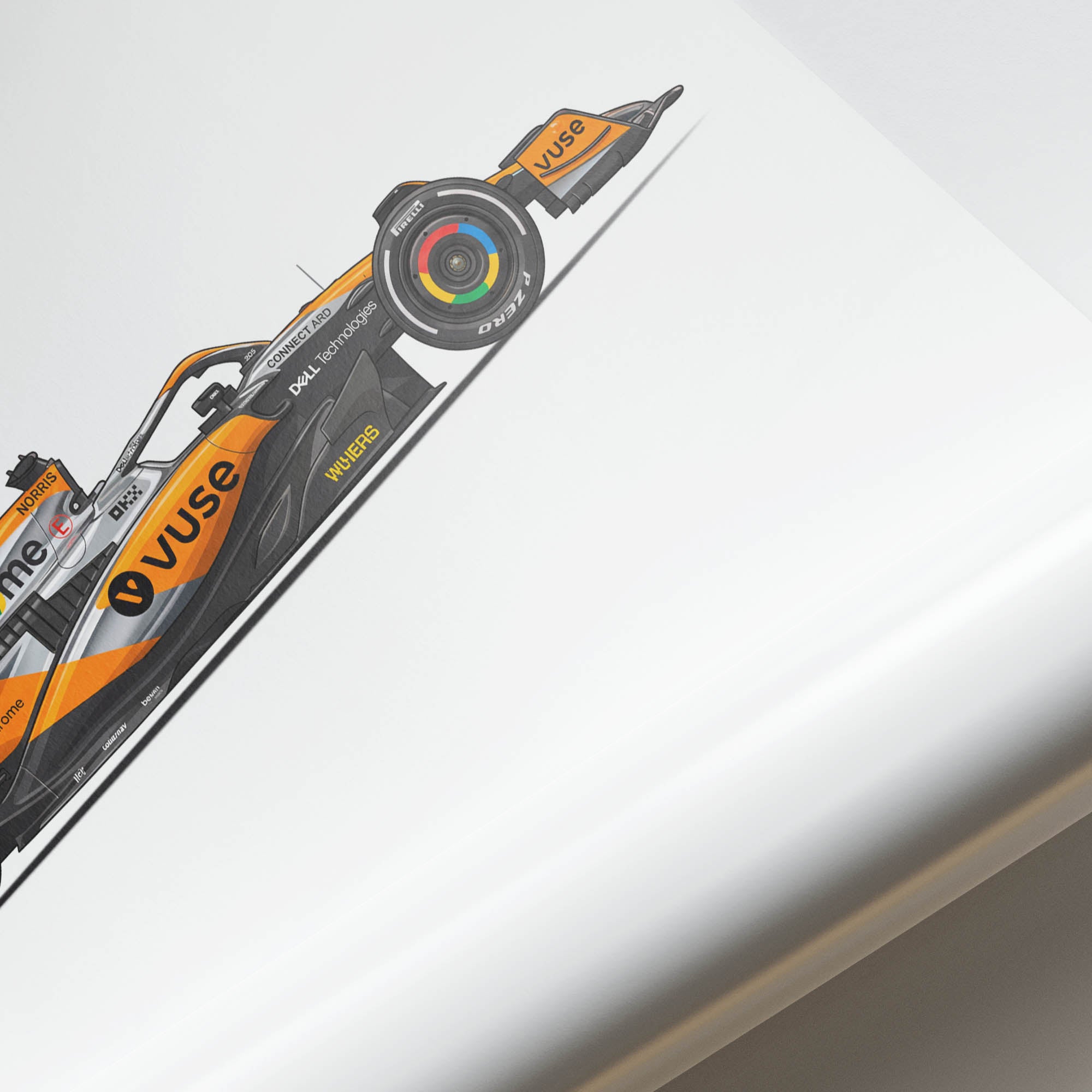 2025 McLaren MCL39 Lando Norris Papaya – Car Print (Side)