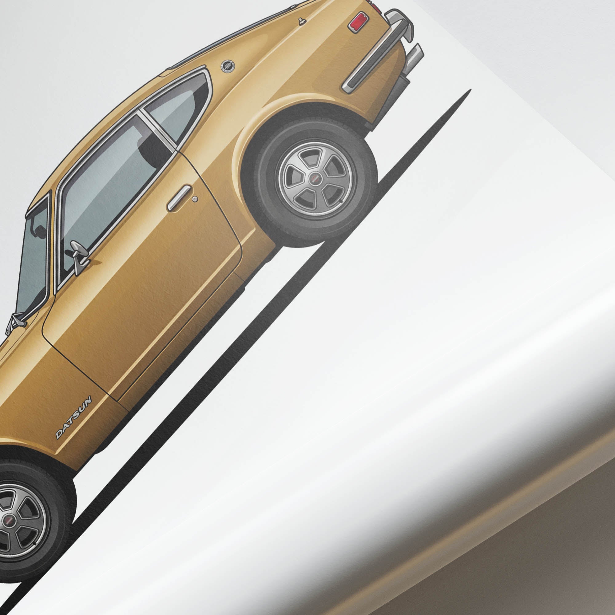 Datsun 240Z Poster - 1970 Safari Gold Side View Classic Car Art Print