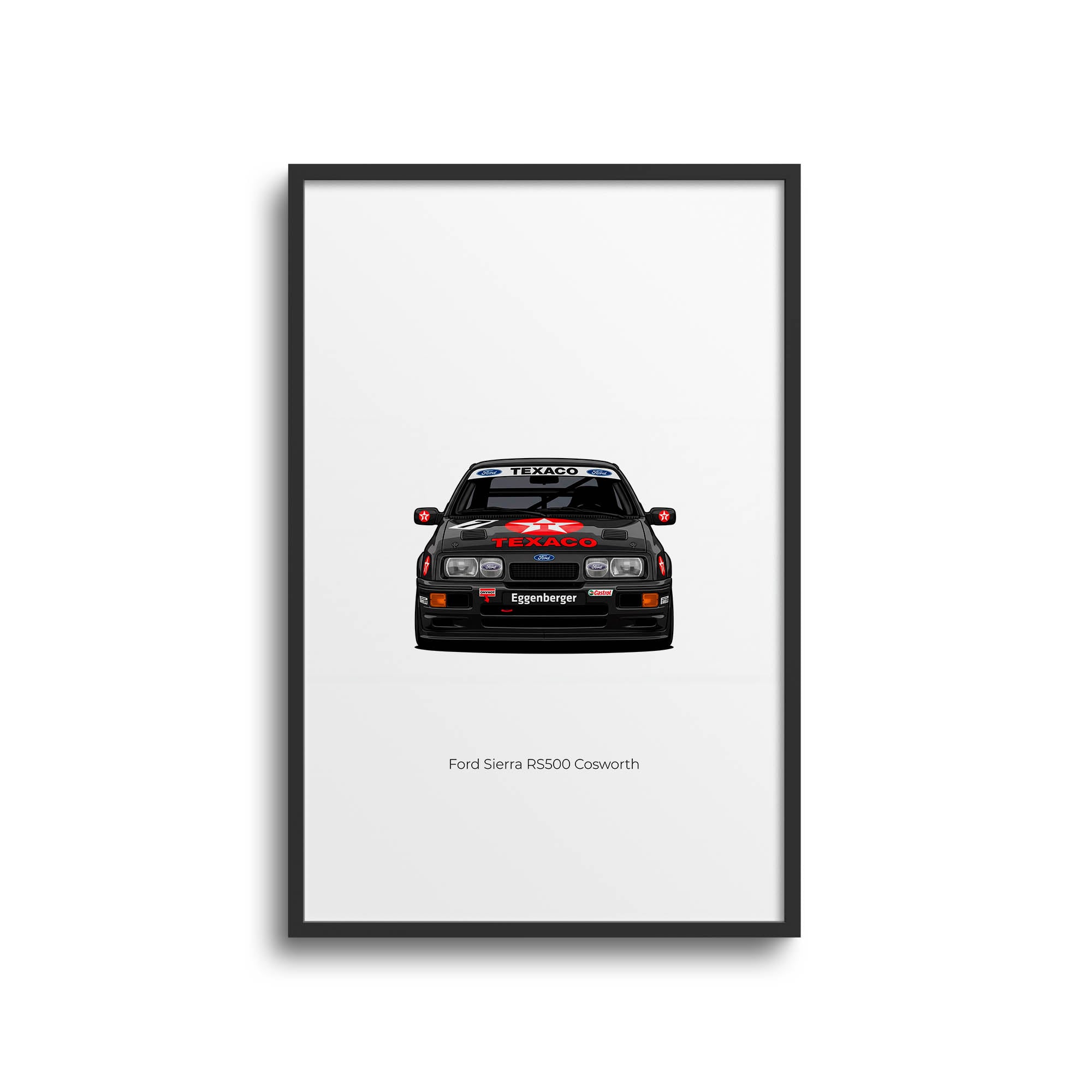 Ford Sierra Rs500 Poster - Classic Car Print With Eggenberger Texaco Black Livery