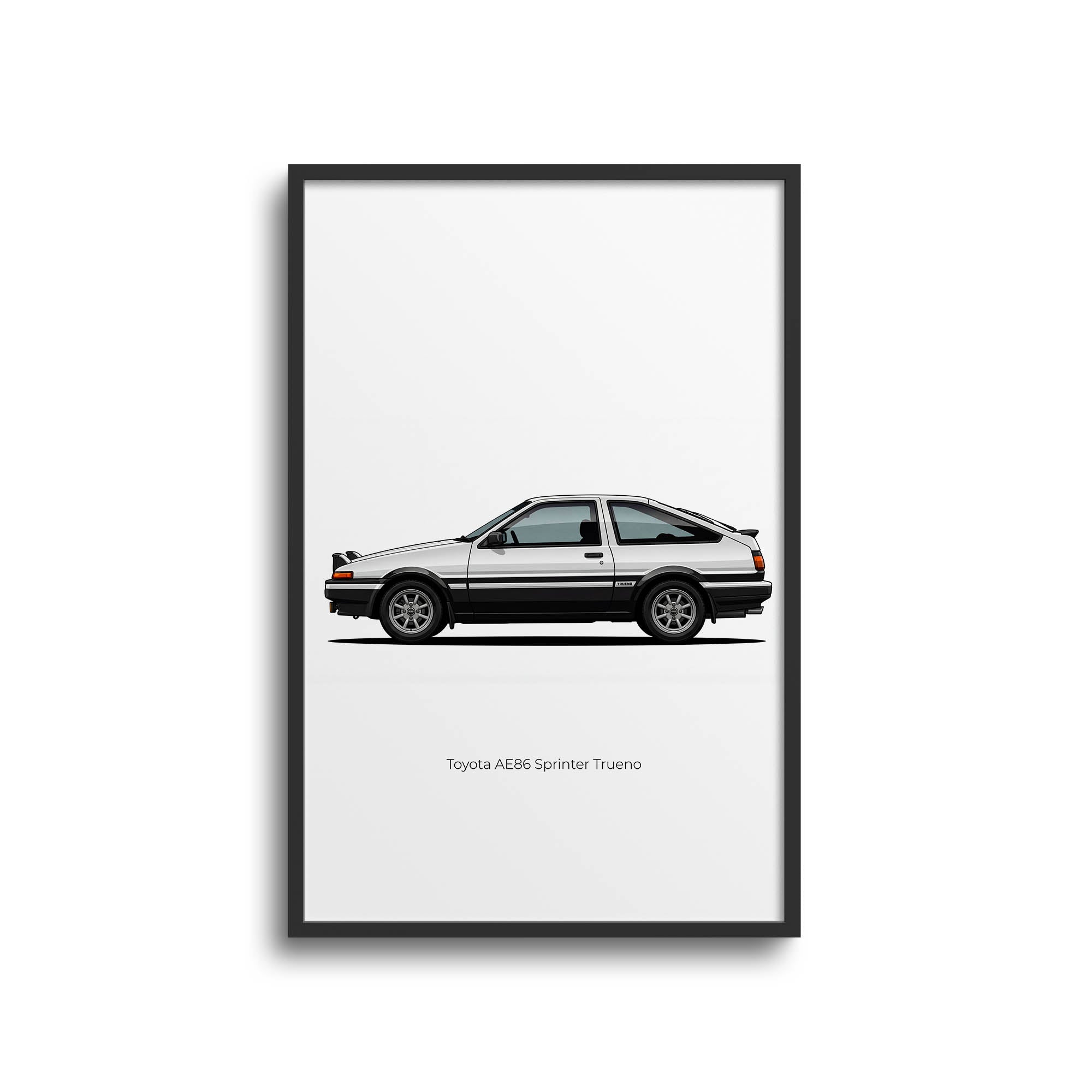 Toyota AE86 Poster – 1983 Sprinter Trueno Two Tone Black And White Print