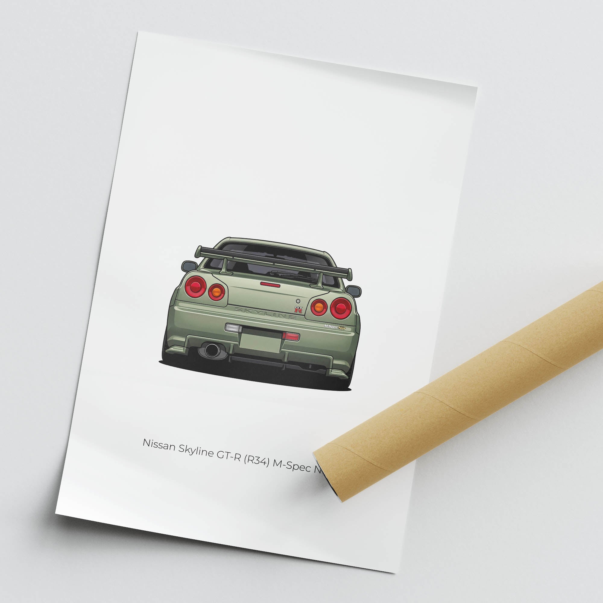 2001 Nissan Skyline GT R R34 M Spec N R – Car Print (Back)