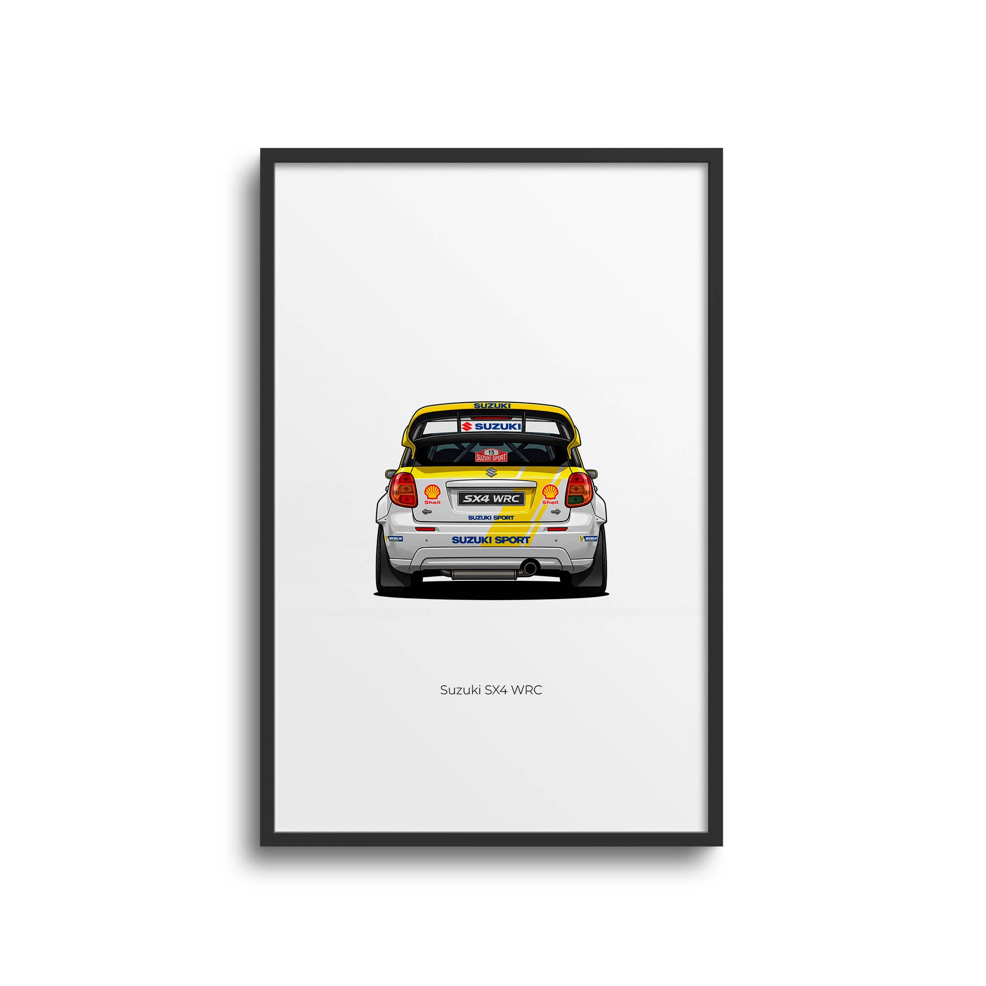 Suzuki Sx4 Poster - 2008 Suzuki Sport White Yellow Livery Racing Car Print
