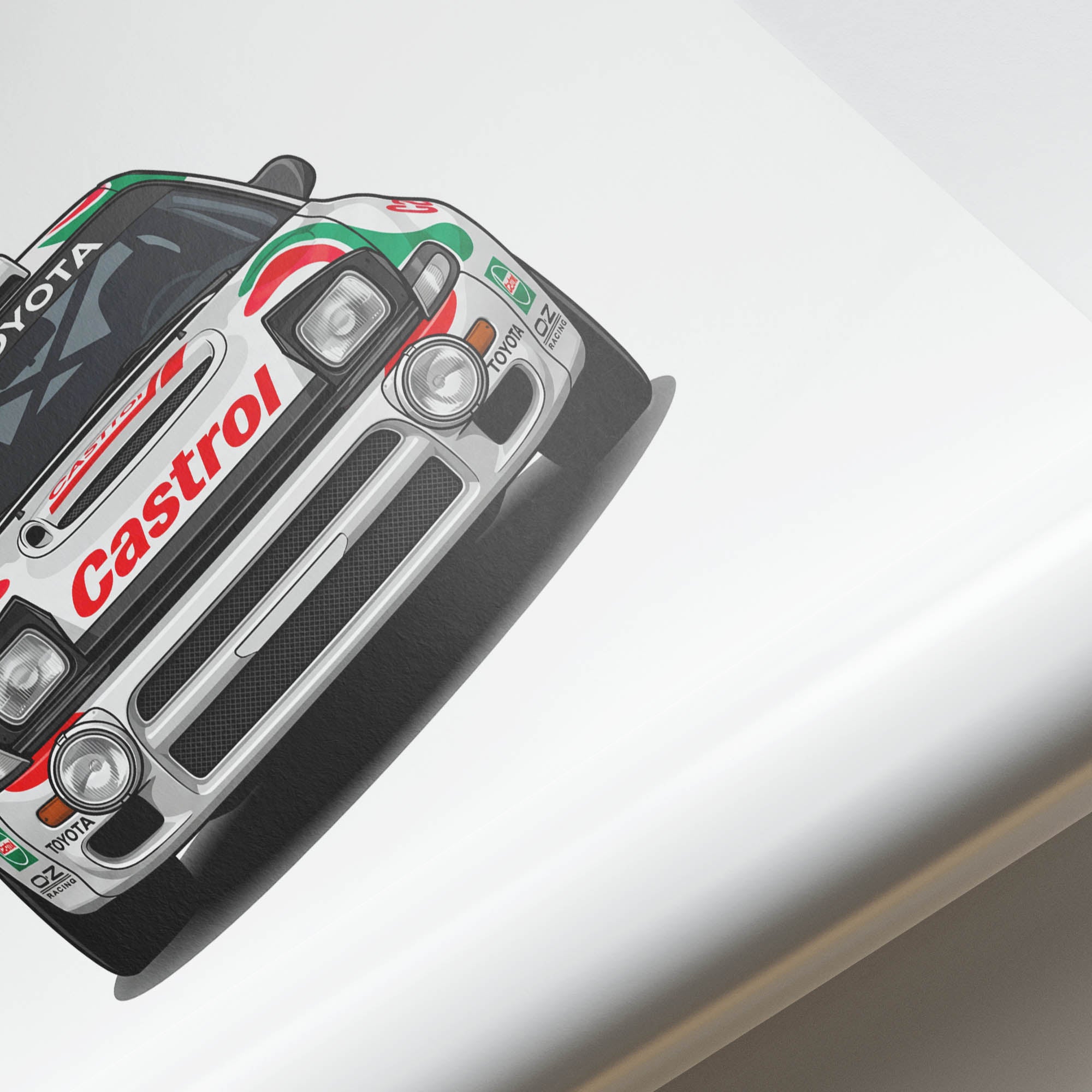 Toyota Celica Turbo 1993 ST185 4WD Rally Car Print – Castrol Green Red Livery Poster