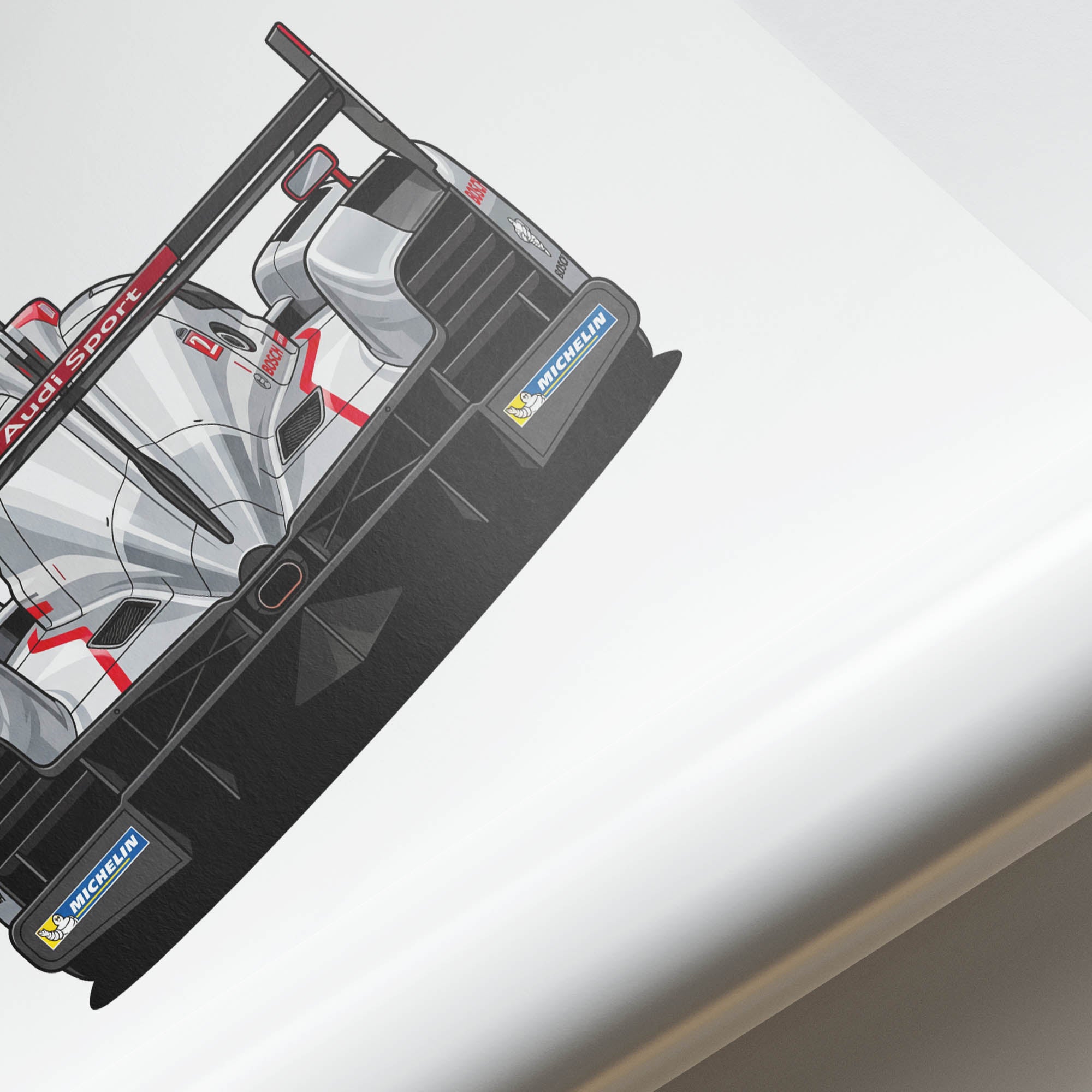 Audi R18 Poster – 2012 Audi Sport Print | Silver White Livery Racing Car Art