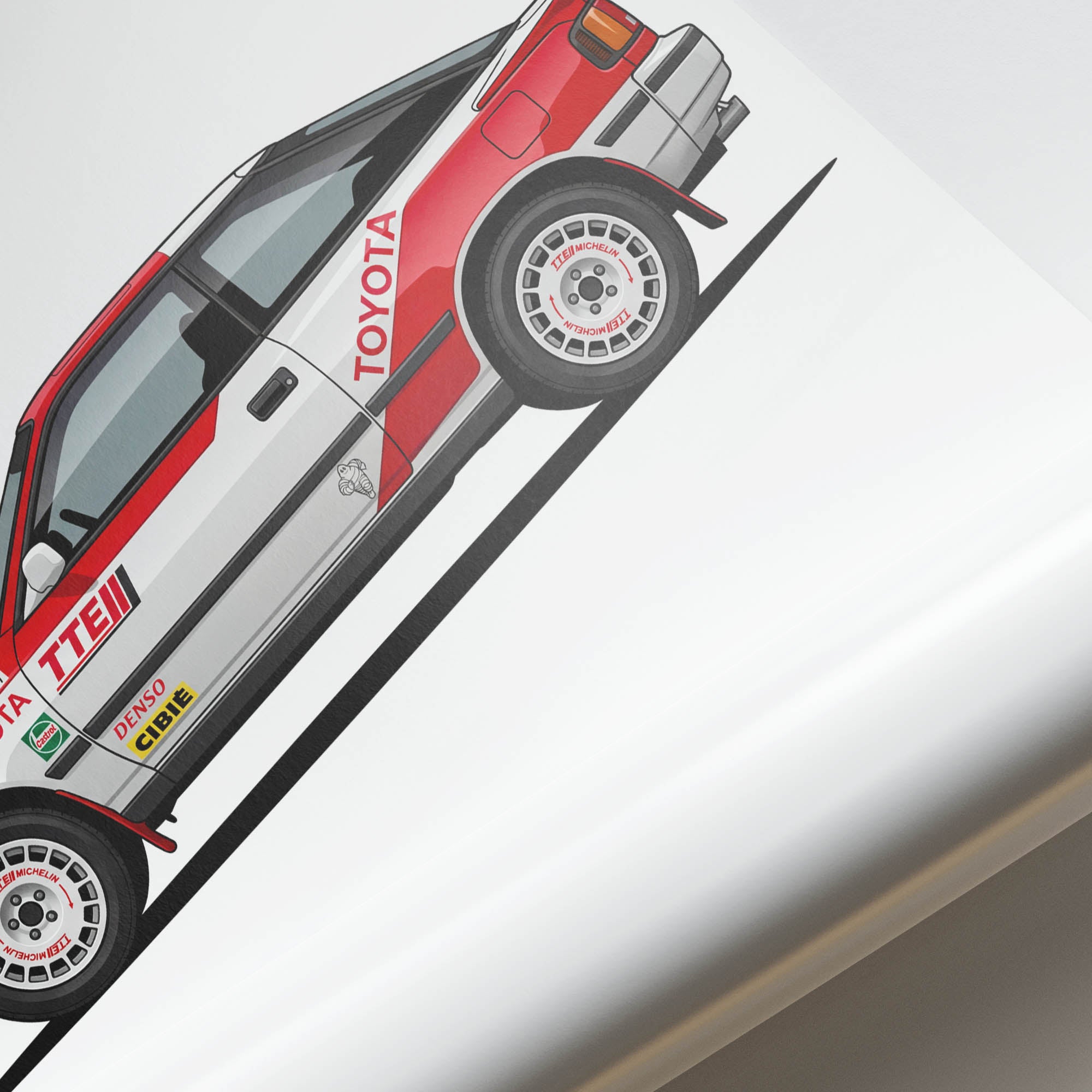 Toyota Celica GT Four 1990 ST165 Rally Car Wall Art - Team Europe White Red Livery