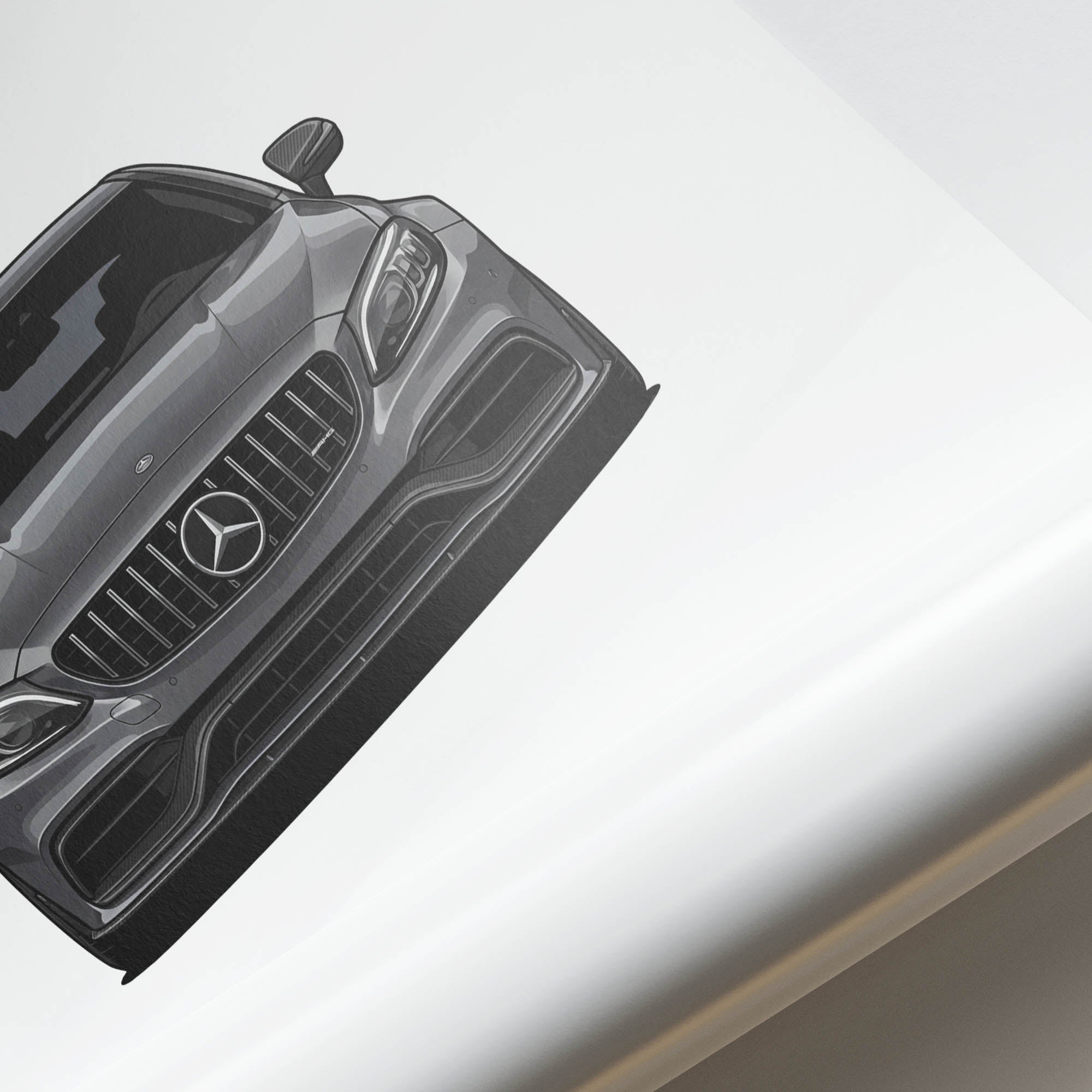 Mercedes C63S Poster - 2021 W205 Coupe Front View Selenite Grey Print