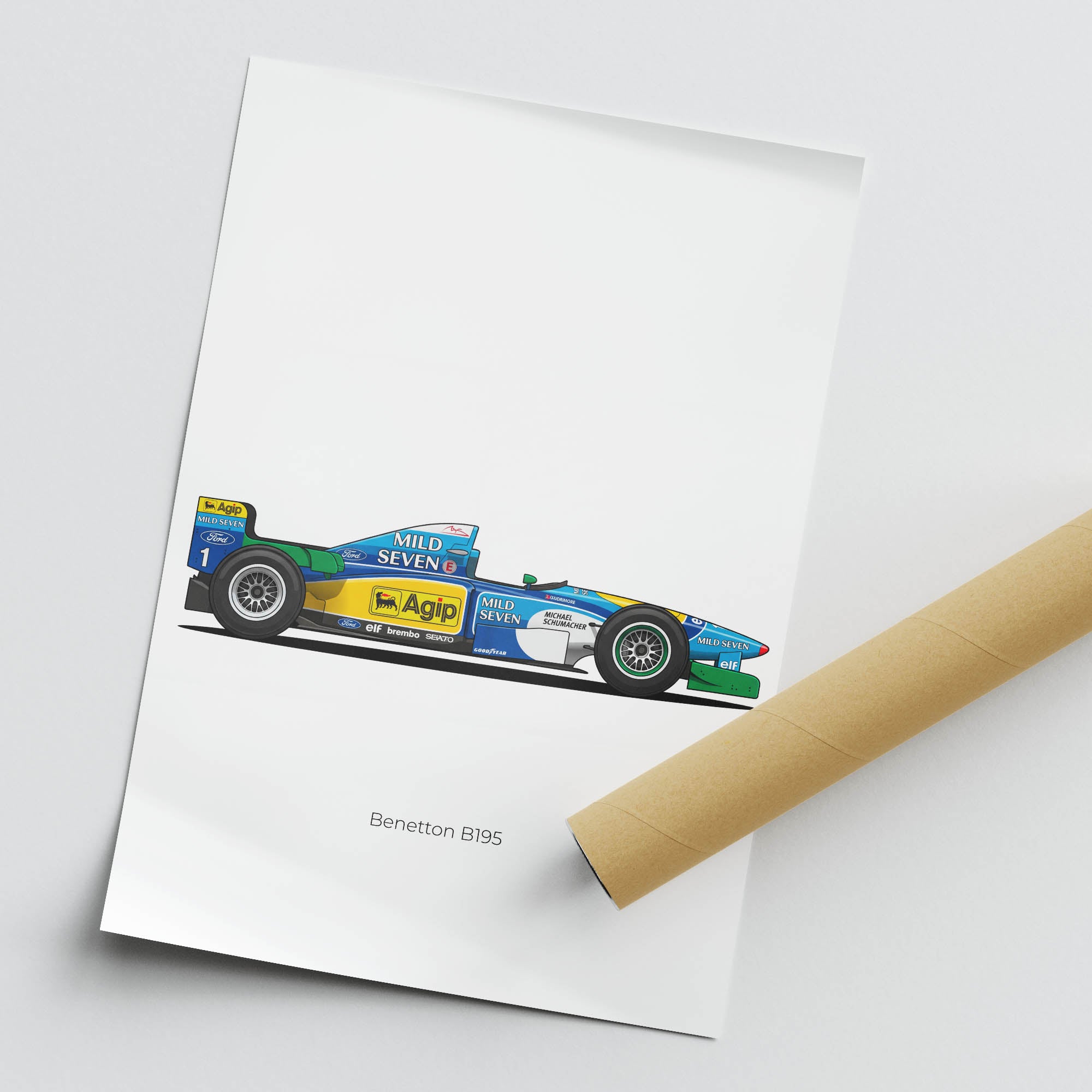 1995 Benetton B195 Michael Schumacher – Car Print (Side)