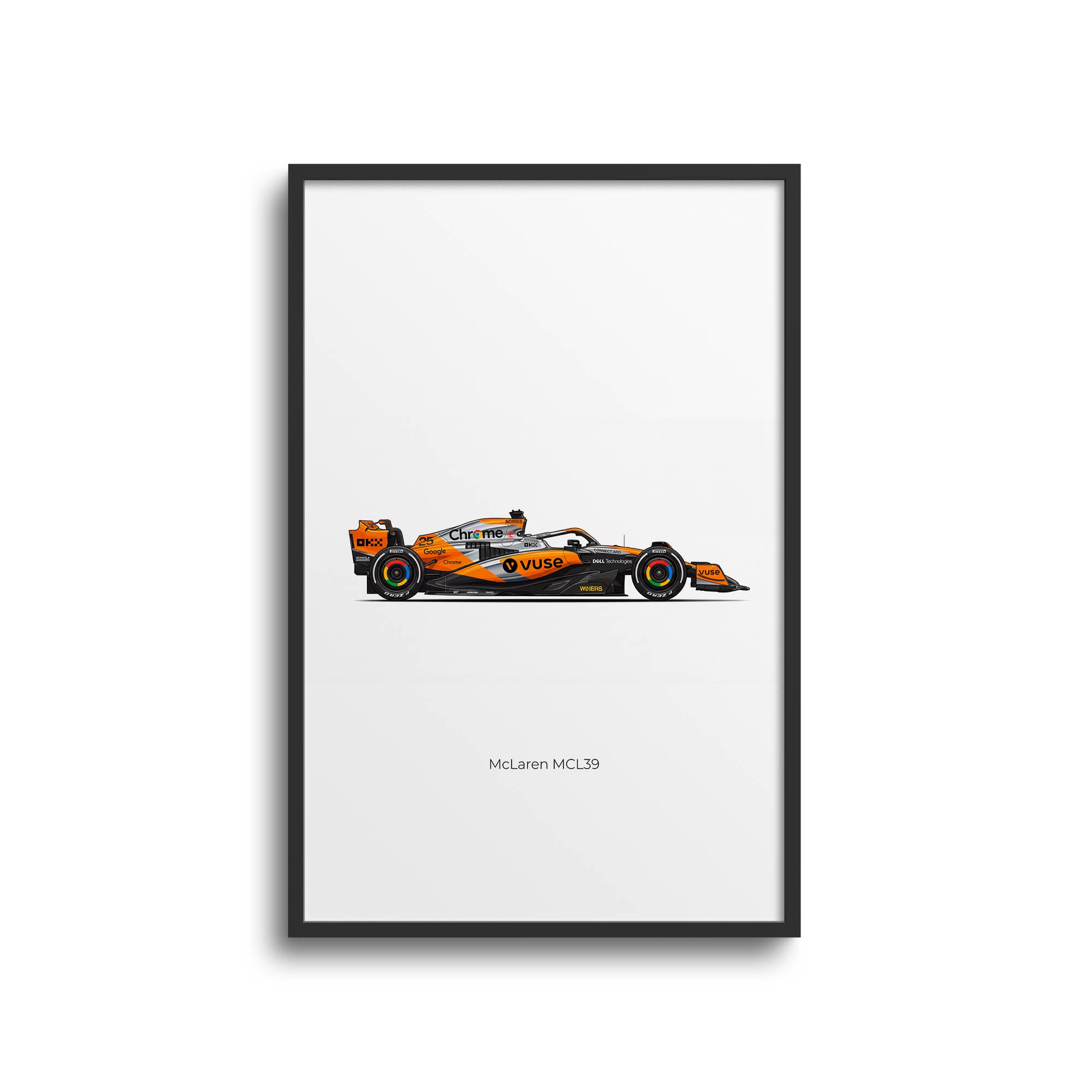 2025 McLaren MCL39 Lando Norris Papaya – Car Print (Side)