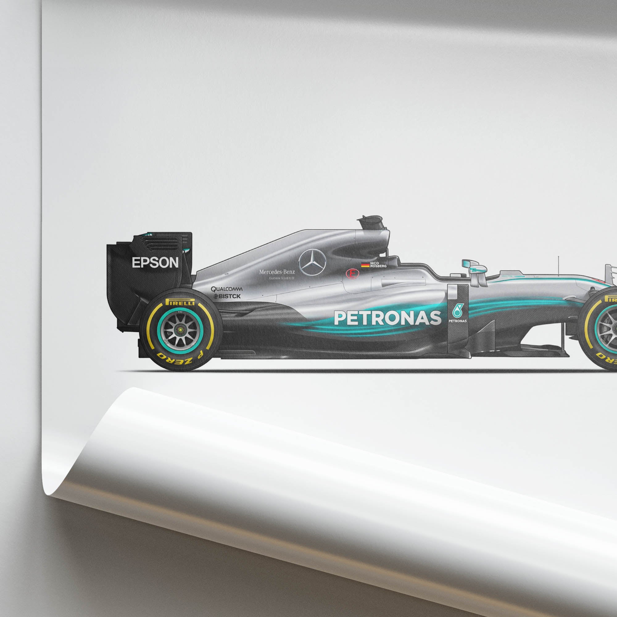 2016 Mercedes AMG W07 Hybrid Nico Rosberg – Car Print