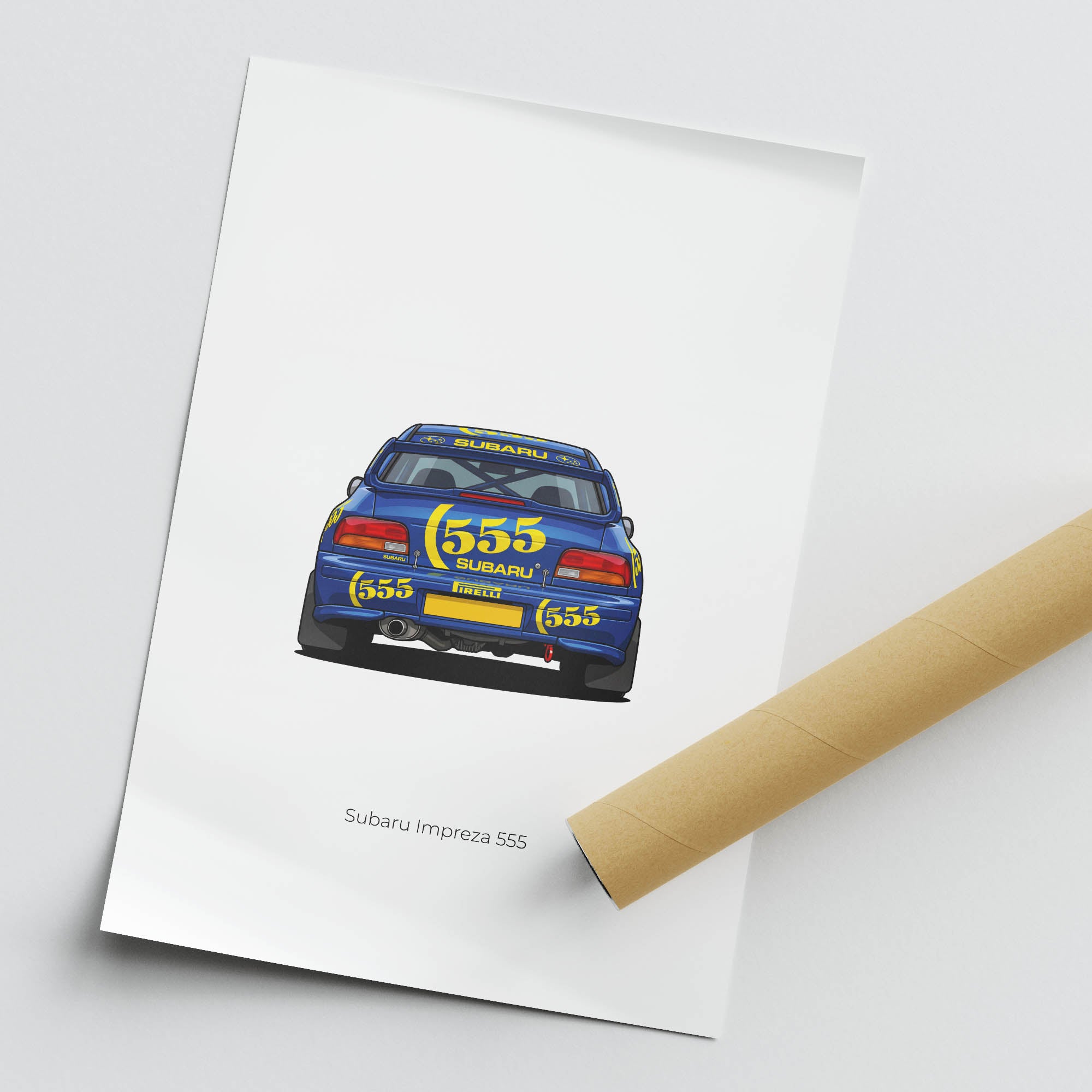 Subaru Impreza Poster – 1995 Rally Car Print With Blue Yellow Livery Artwork