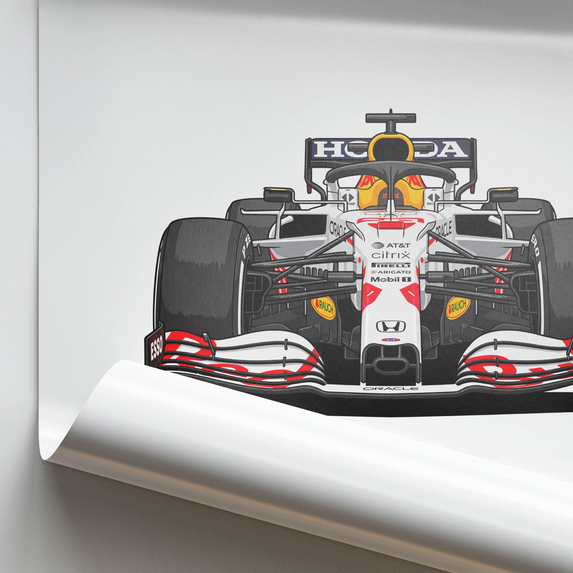 2021 Red Bull RB16B Max Verstappen White Honda – Car Print
