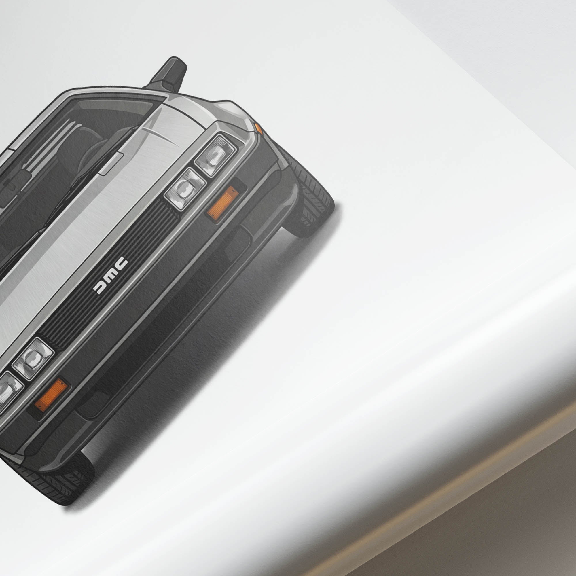 1981 DeLorean DMC 12 Brushed Stainless Steel – Car Print