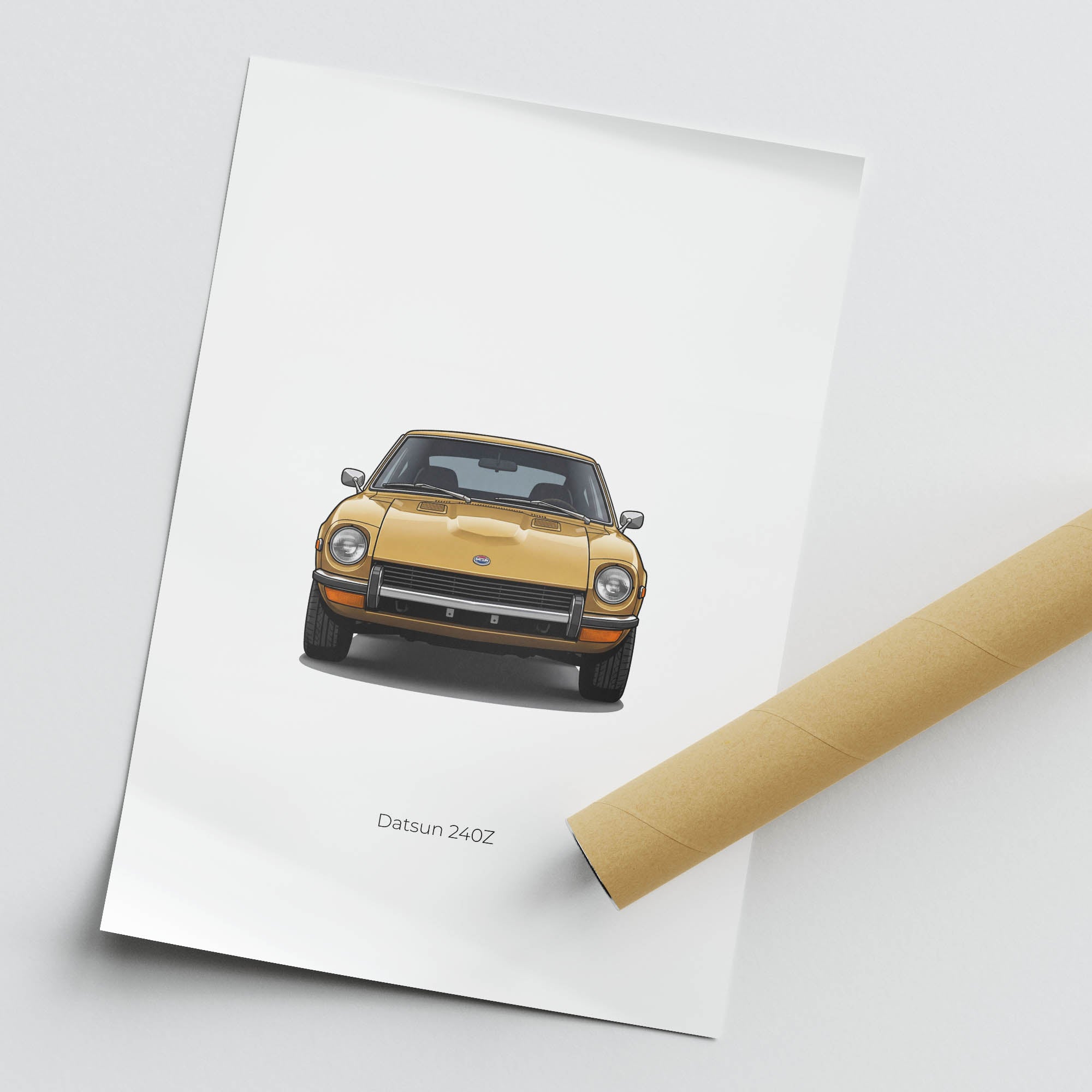 Datsun 240Z Poster – 1970 Safari Gold Edition Vintage Car Print Wall Art
