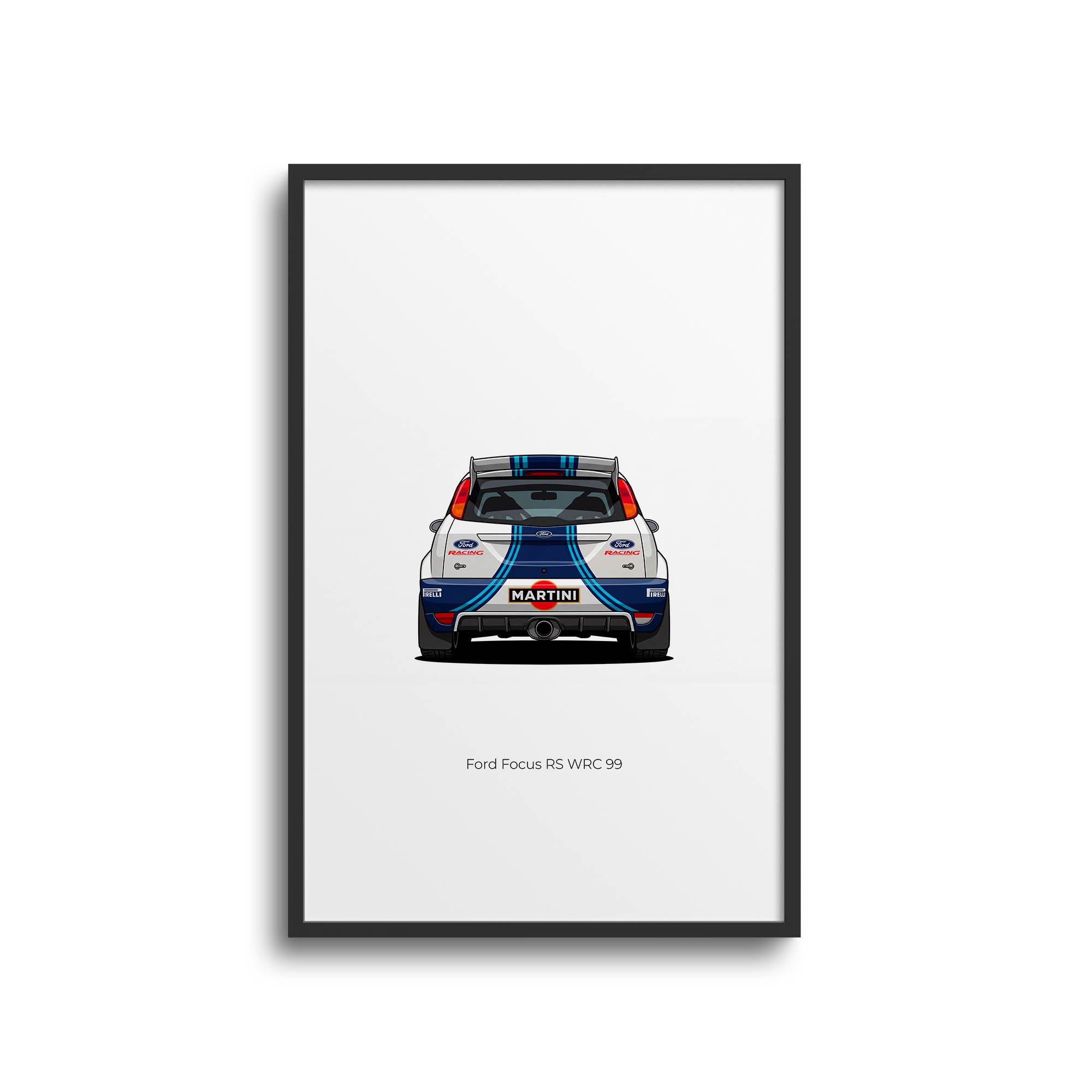 Ford Focus RS Poster - 1999 Martini Racing Blue & White Livery Rally Car Print