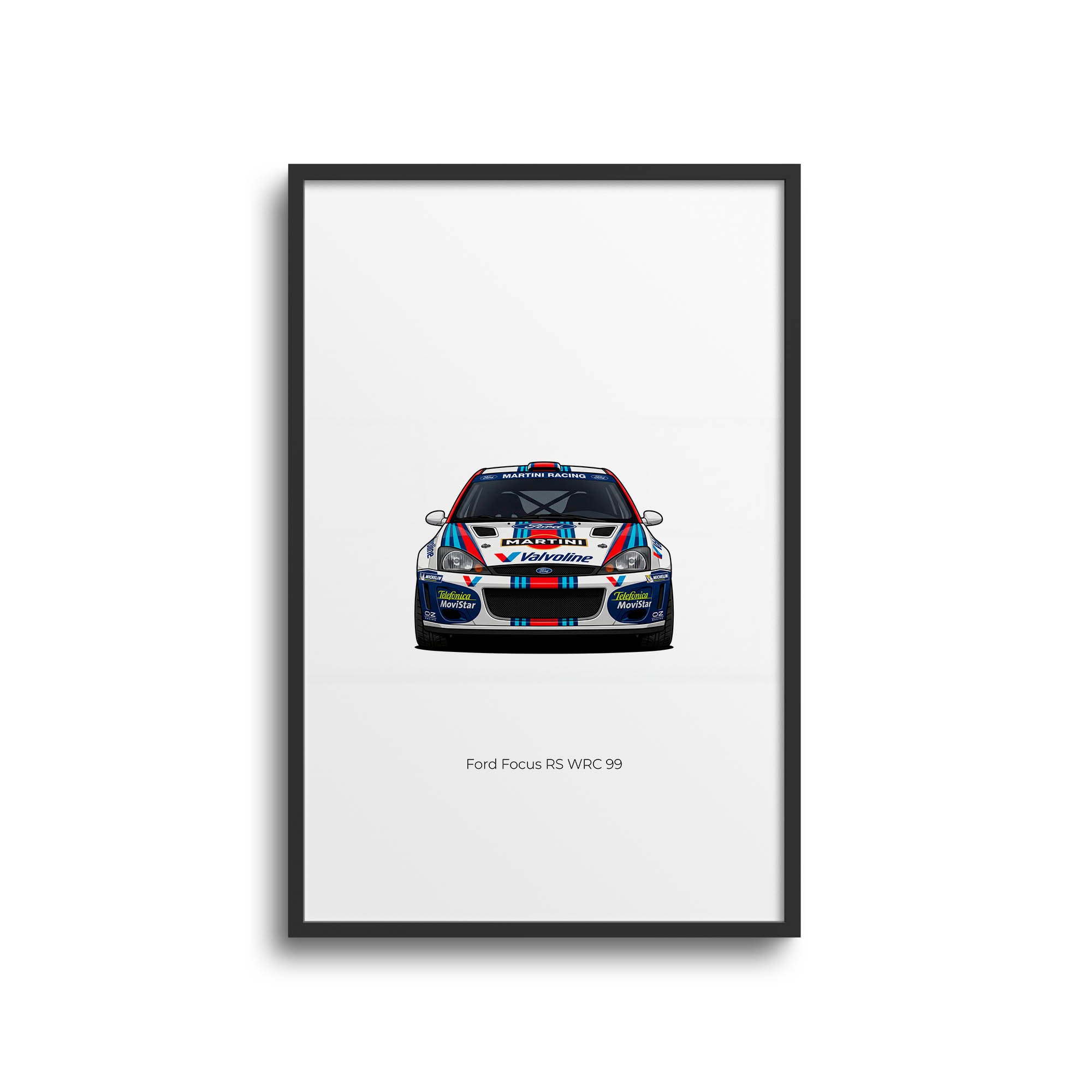 Ford Focus RS Poster – 1999 Martini Racing Blue and White Livery Motorsport Wall Art