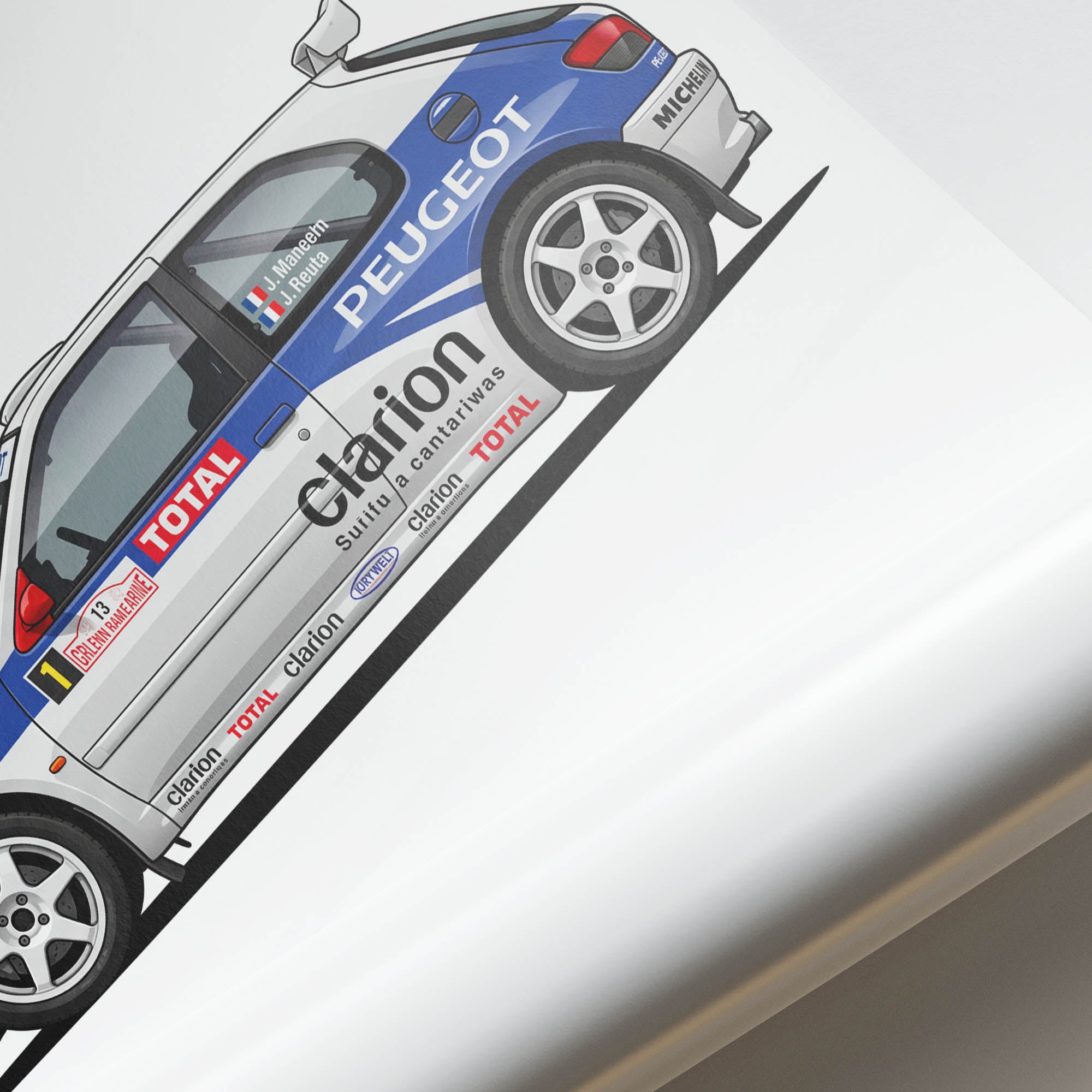 Peugeot 306 Maxi Poster – 1996 Rally Car Artwork With White Blue Livery Print