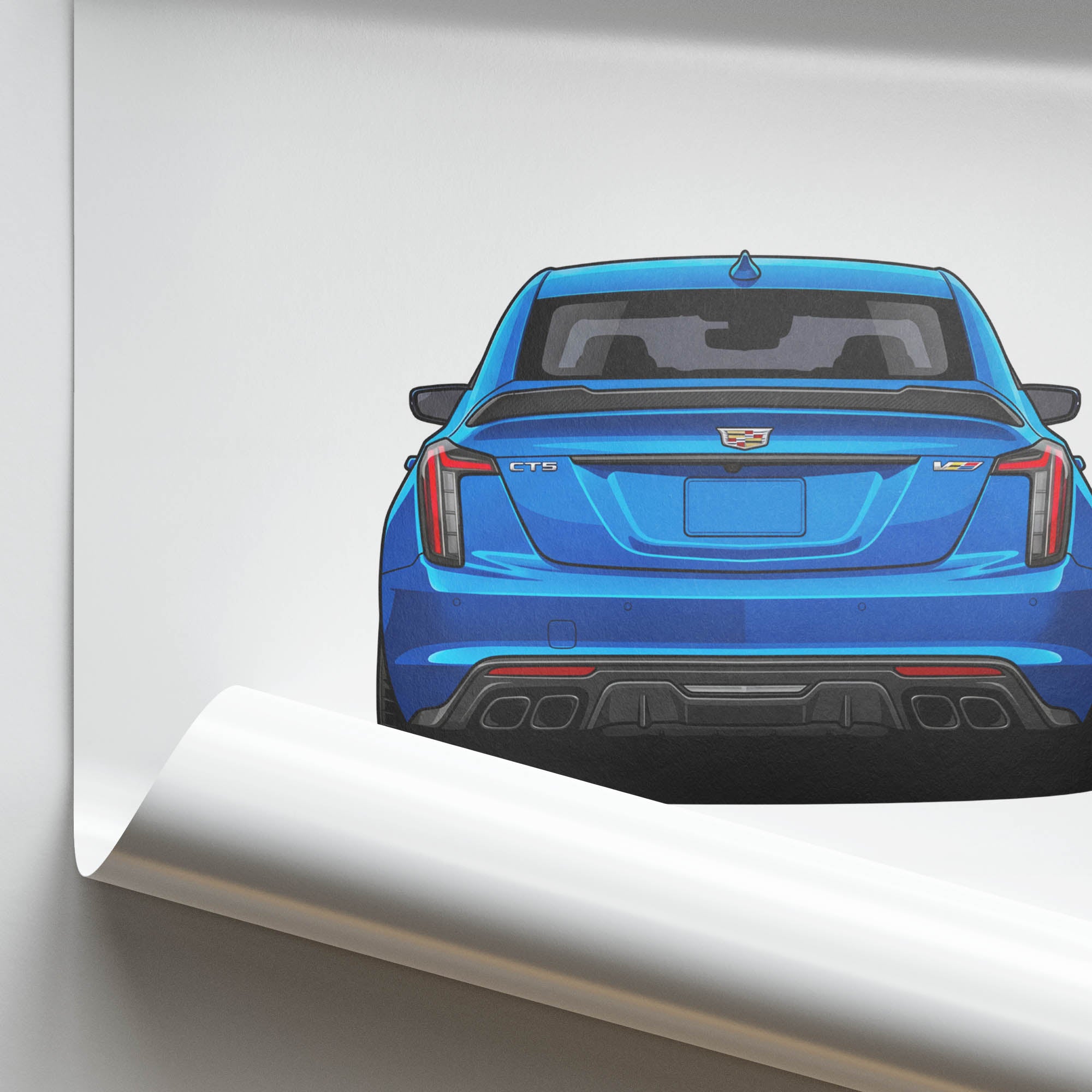 2023 Cadillac Ct5 V Blackwing Electric Blue Back View Poster