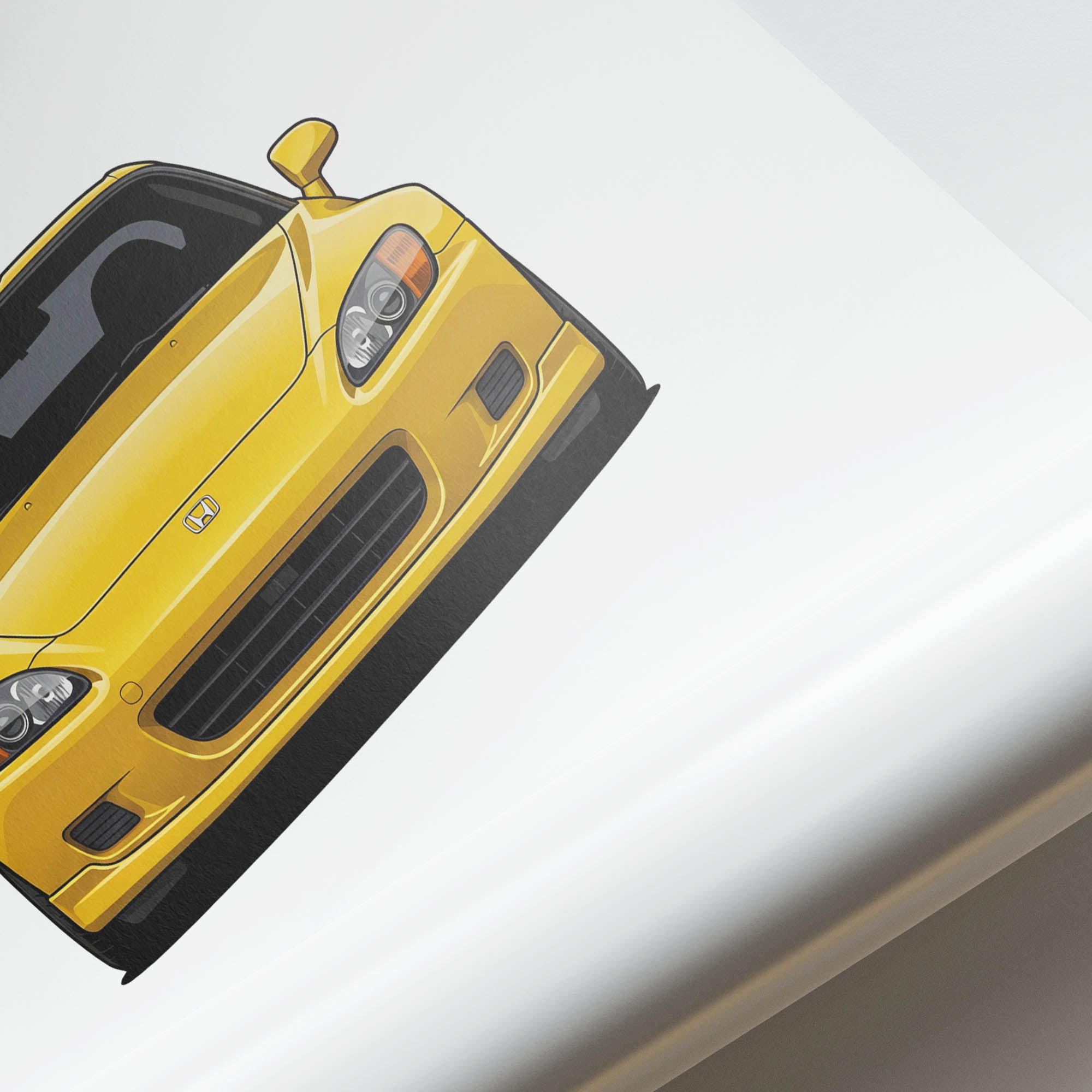 Honda S2000 Poster - 2000 AP1 Indy Yellow Pearl Front View Car Wall Art