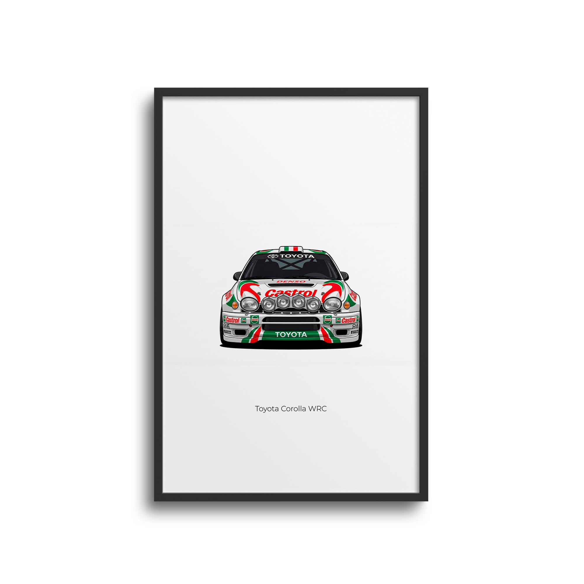 Toyota Corolla Poster – 1998 Castrol Livery Rally Car Print Green Red