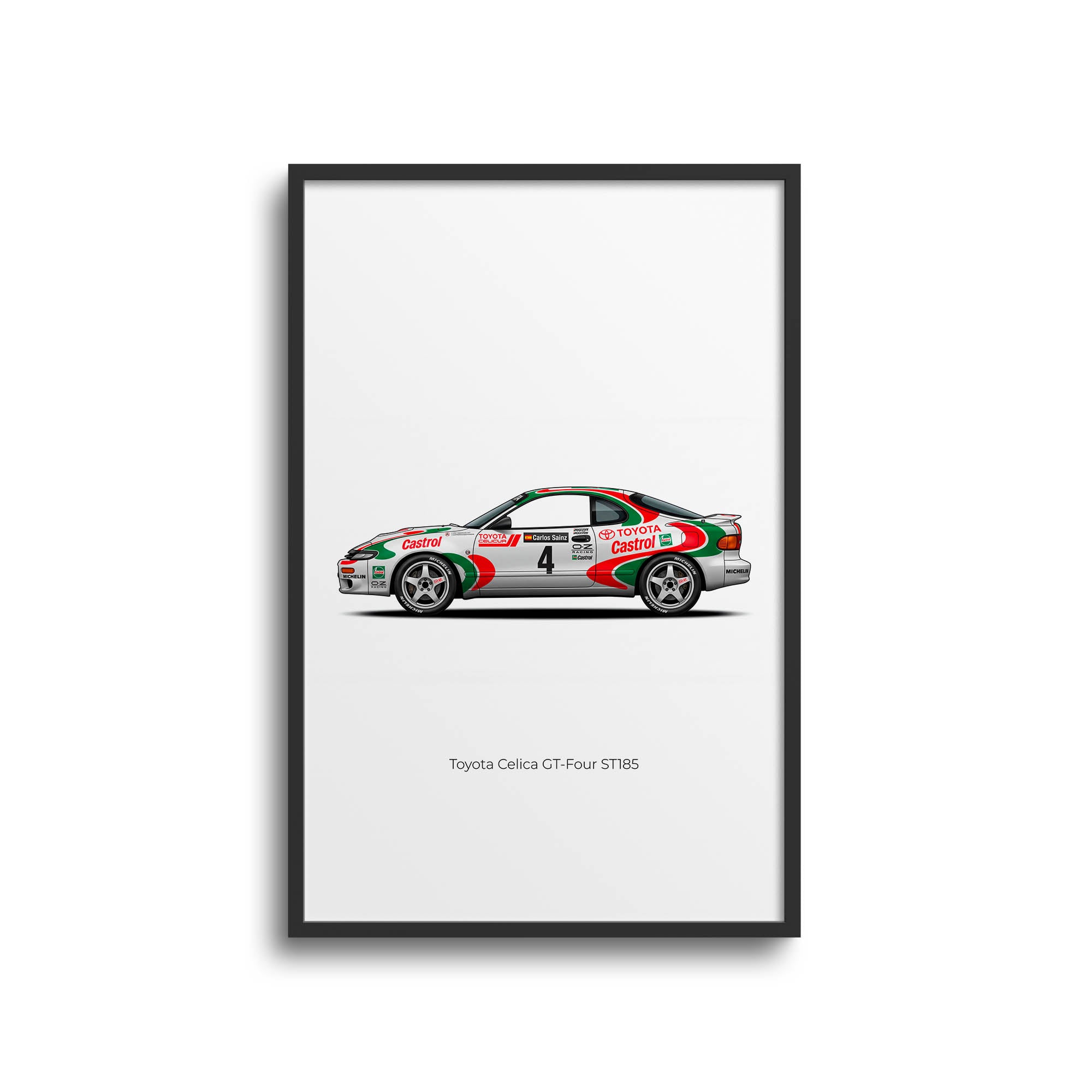 Toyota Celica Poster - 1992 Celica GT Four ST185 Rally Car Print Side View